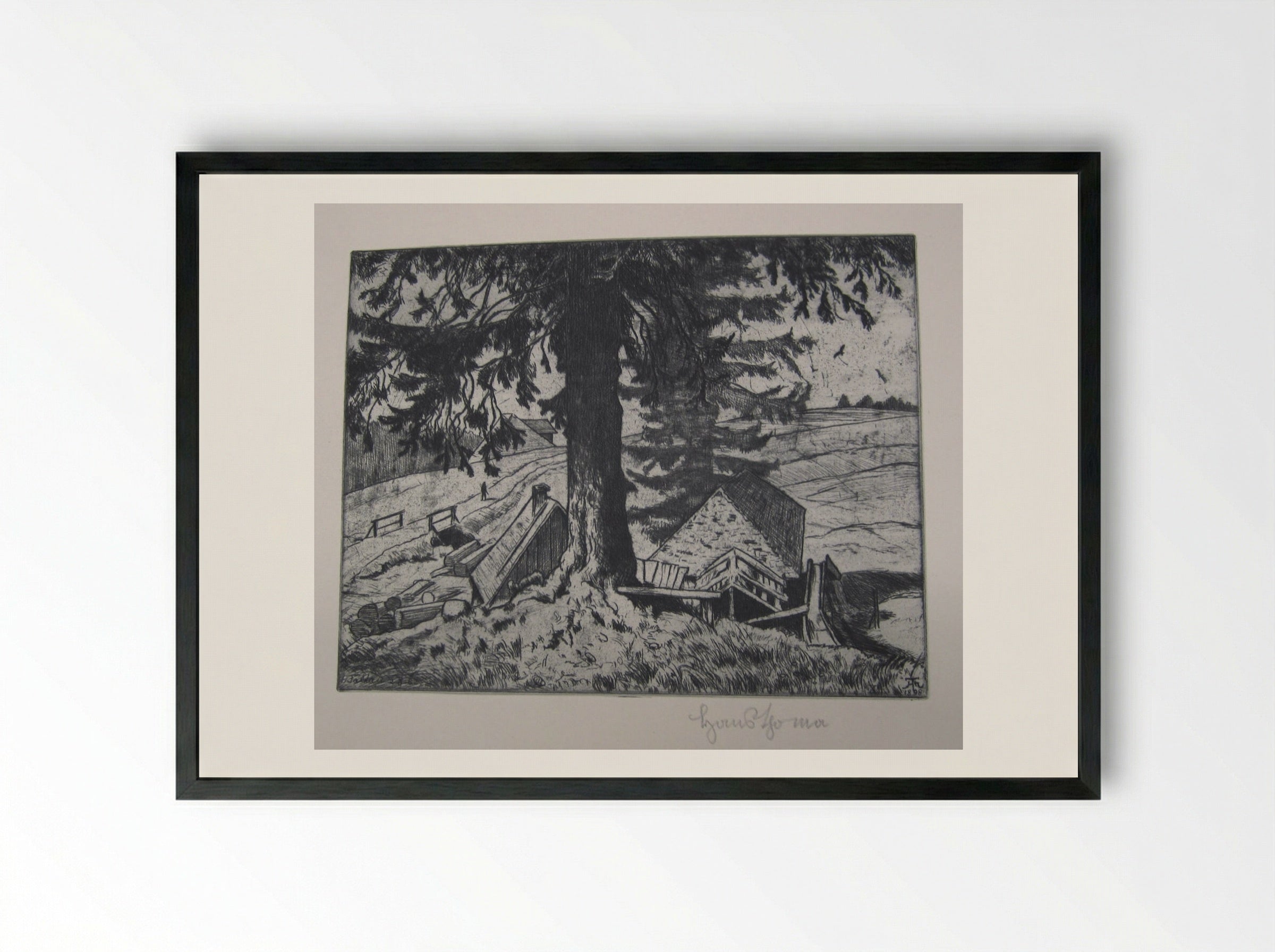Saw Mill (Falkau) - Hans Thoma - Framed Print Black