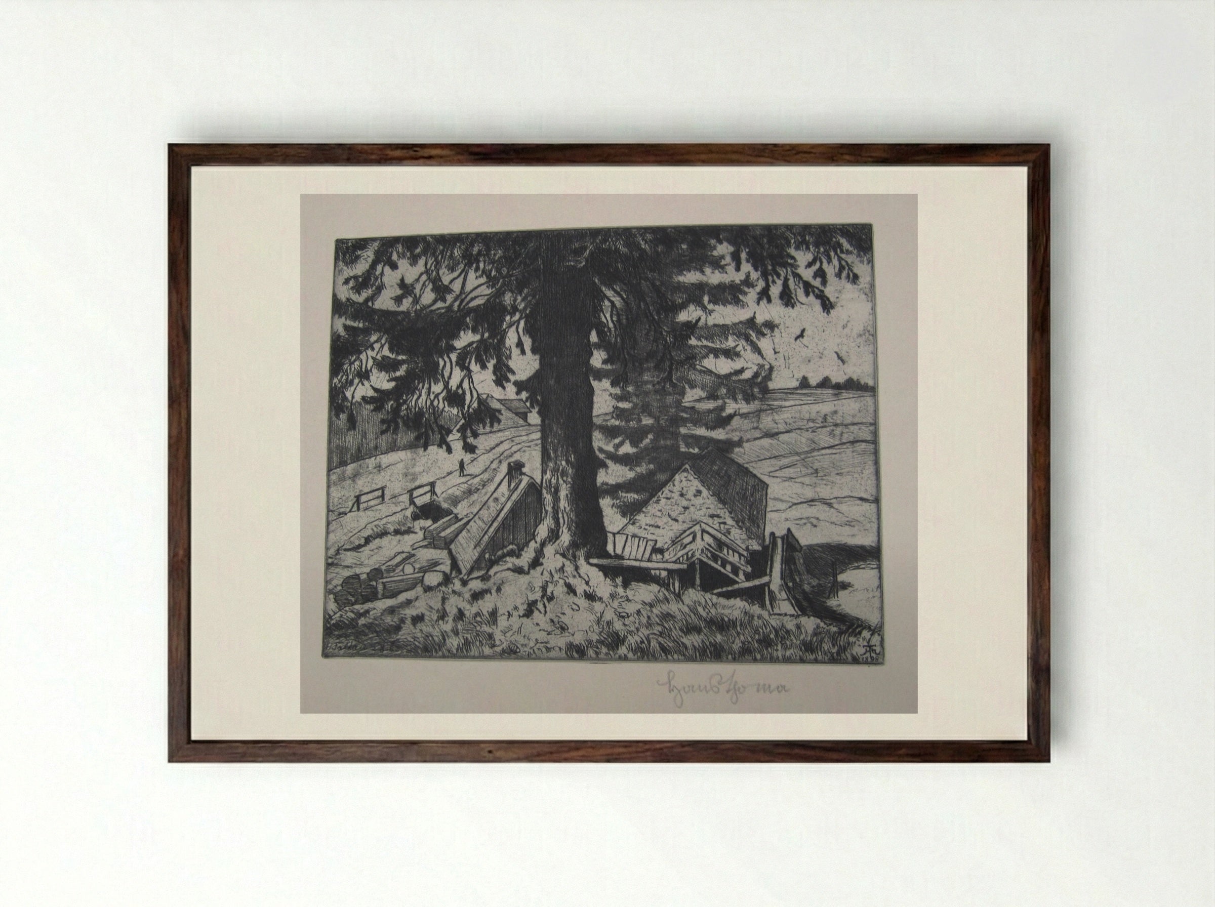 Saw Mill (Falkau) - Hans Thoma - Framed Print Dark Wood