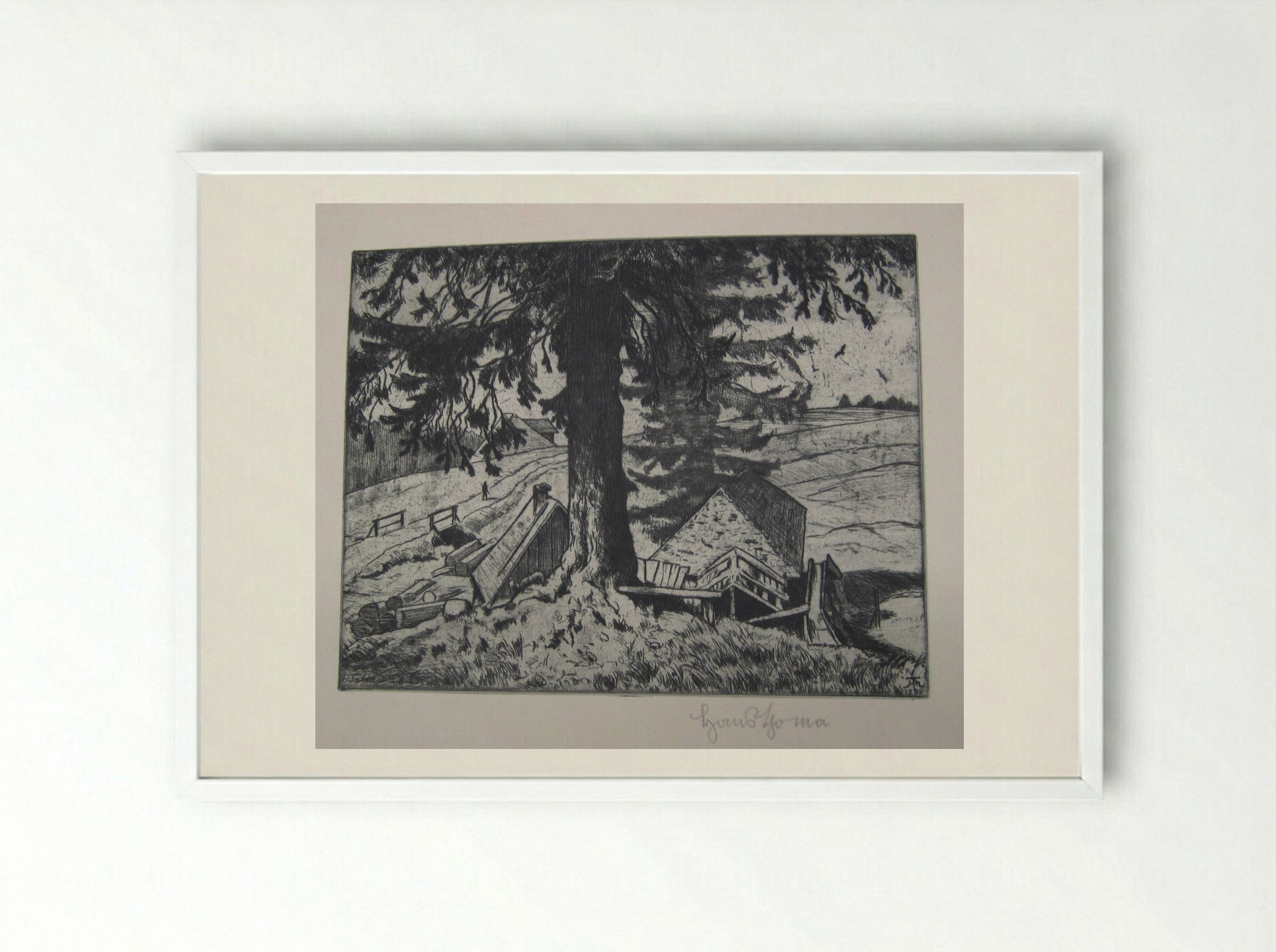 Saw Mill (Falkau) - Hans Thoma - Framed Print White