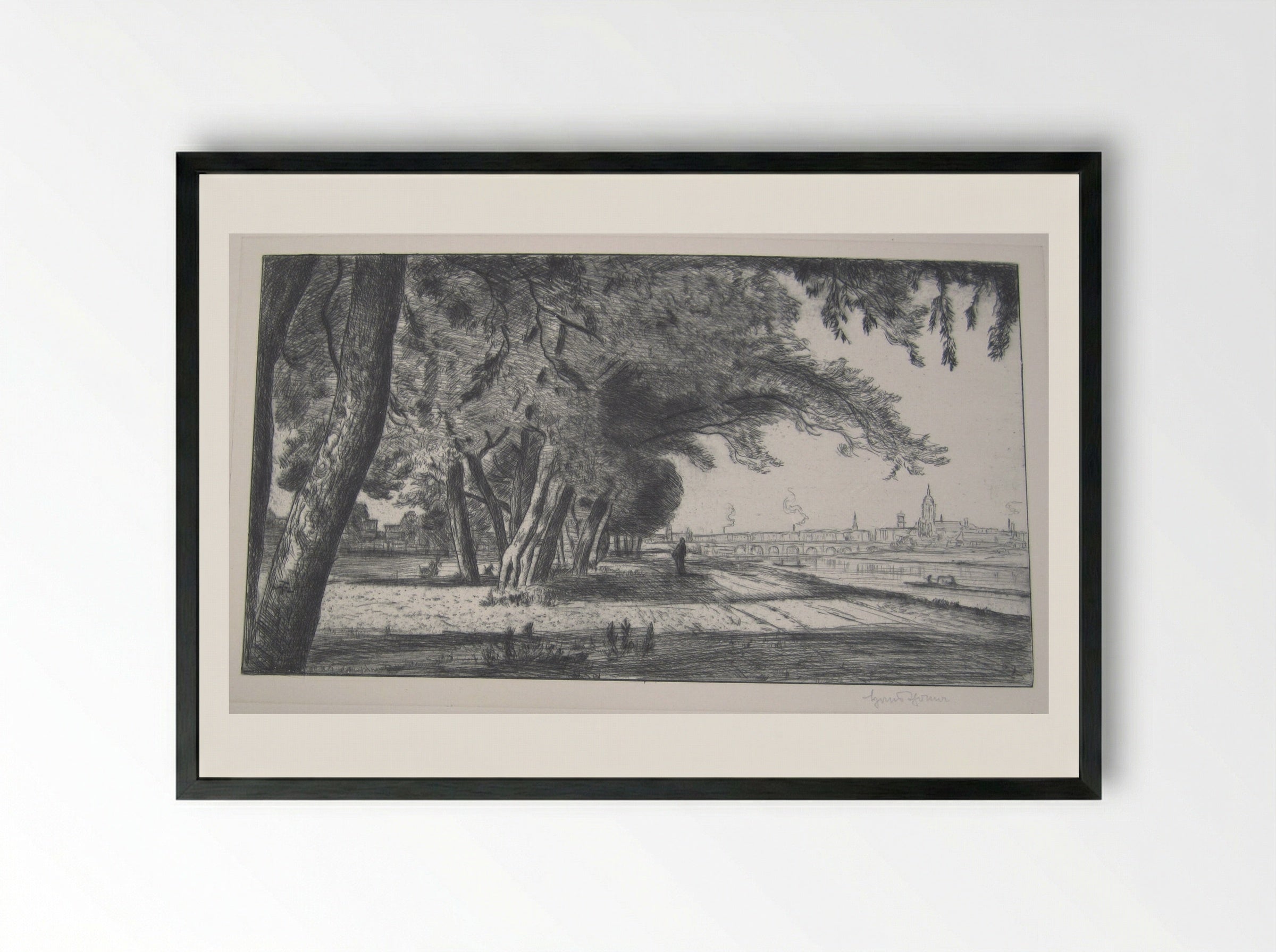 View of Frankfurt - Hans Thoma - Framed Print Black