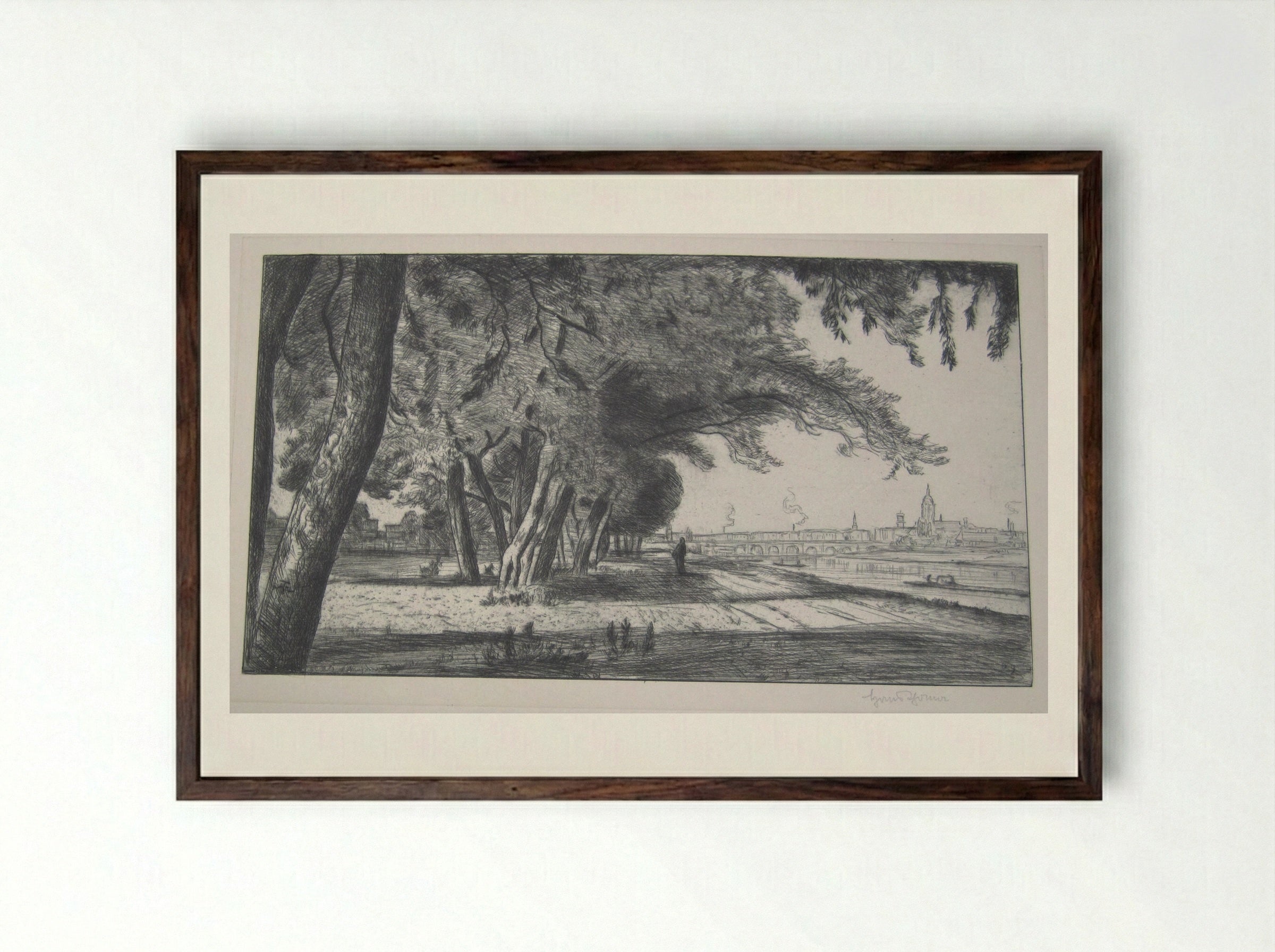 View of Frankfurt - Hans Thoma - Framed Print Dark Wood