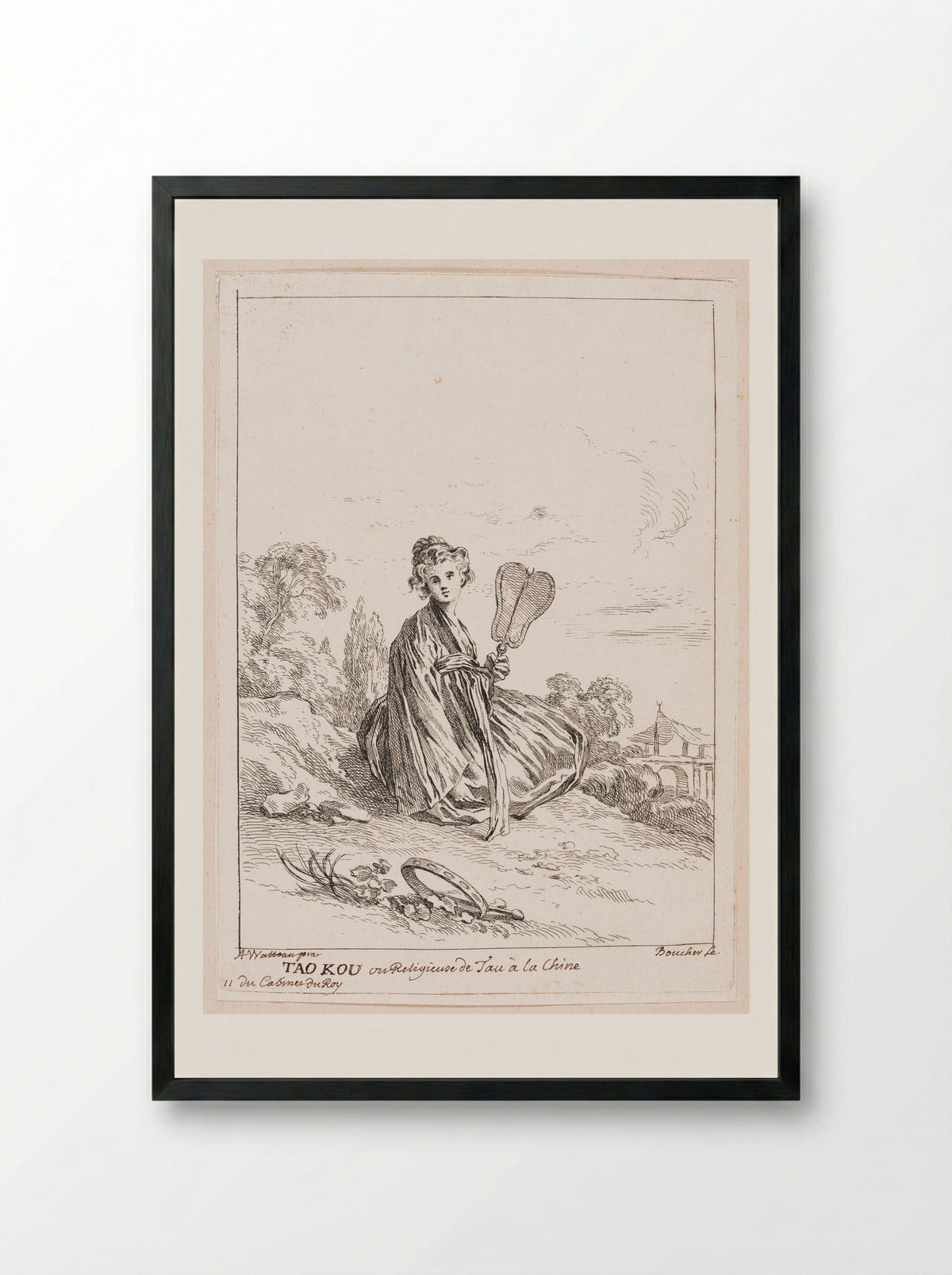 Tao Kou ou Religieuse de Tau à la Chine - François Boucher - Framed Print Black