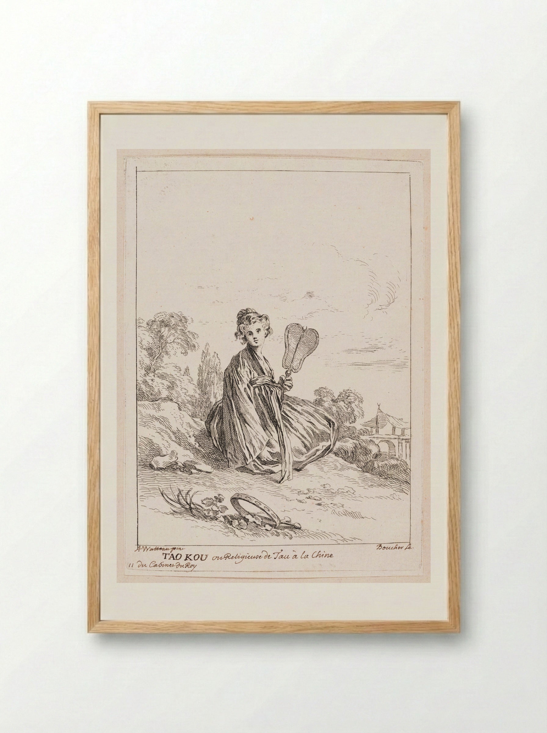 Tao Kou ou Religieuse de Tau à la Chine - François Boucher - Framed Print Wood