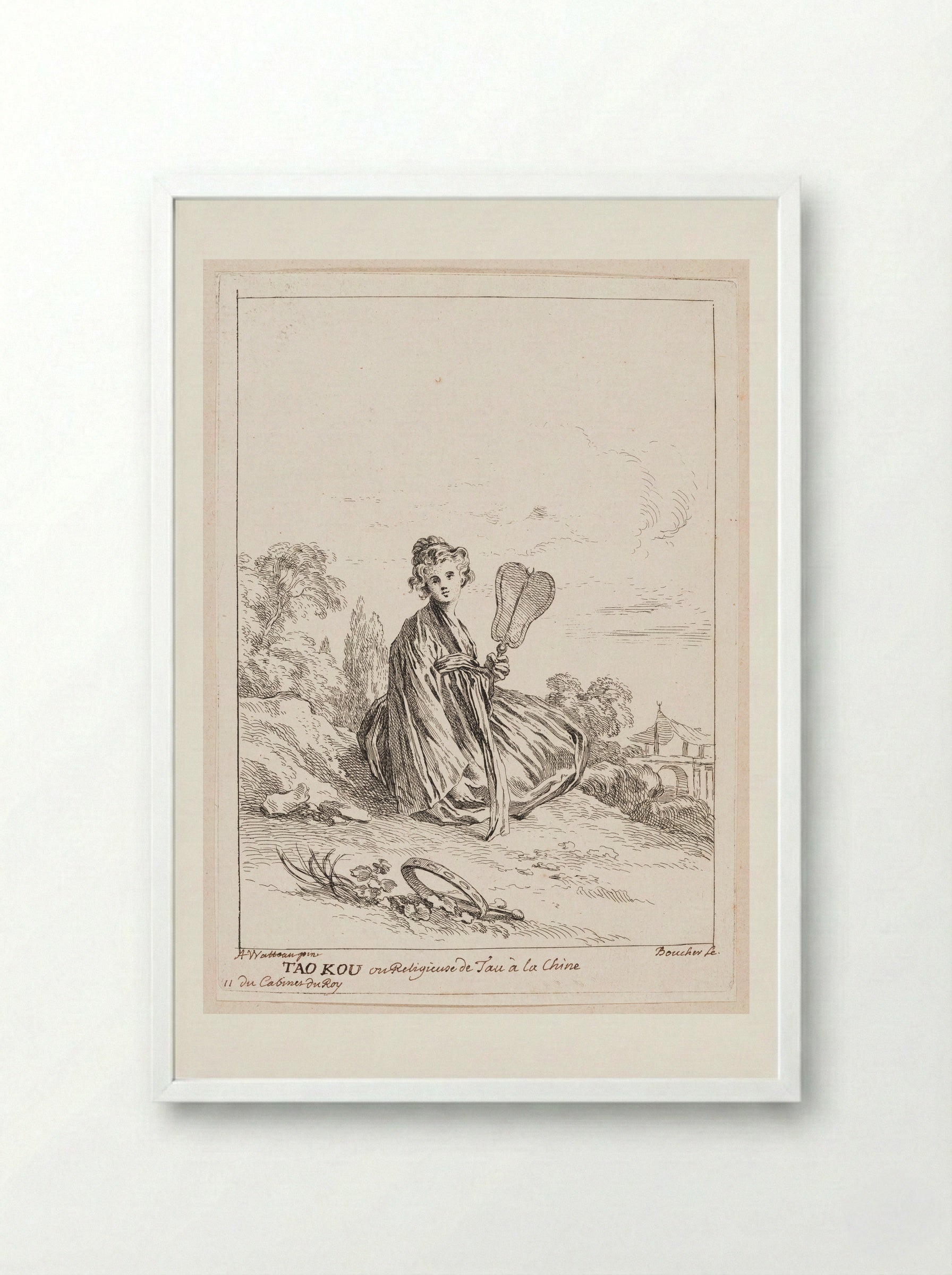 Tao Kou ou Religieuse de Tau à la Chine - François Boucher - Framed Print White