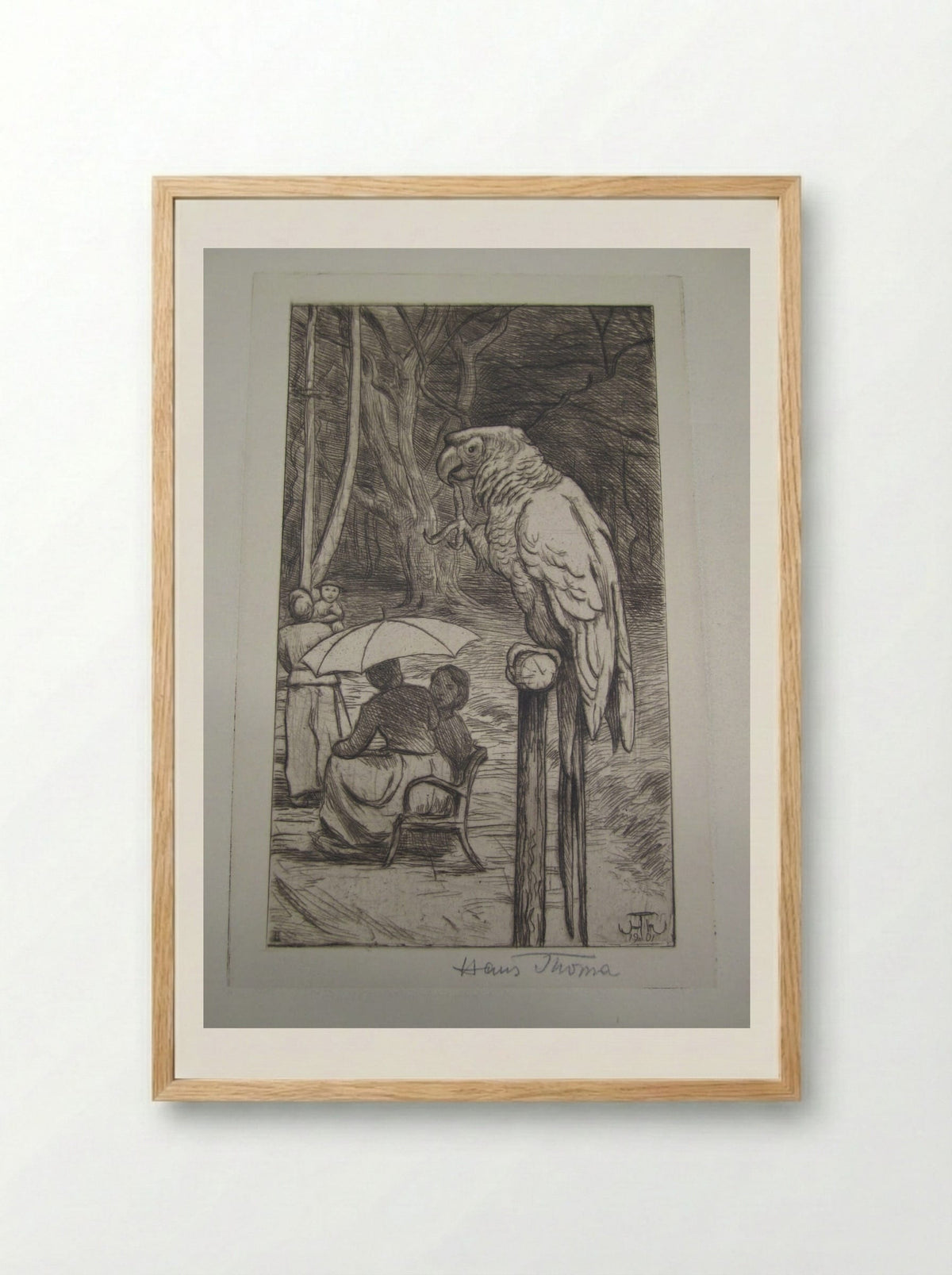 The Parrot - Hans Thoma - Framed Print Wood