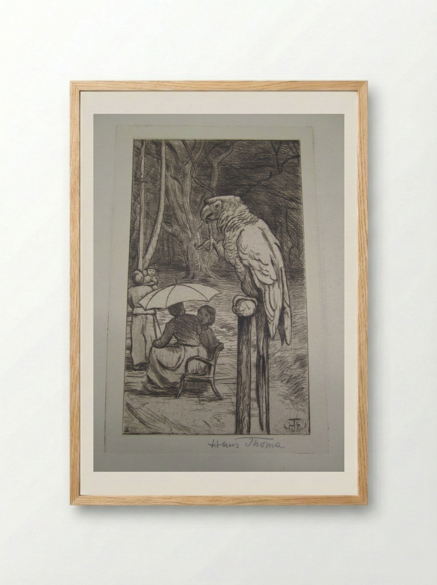 The Parrot - Hans Thoma - Framed Print Wood