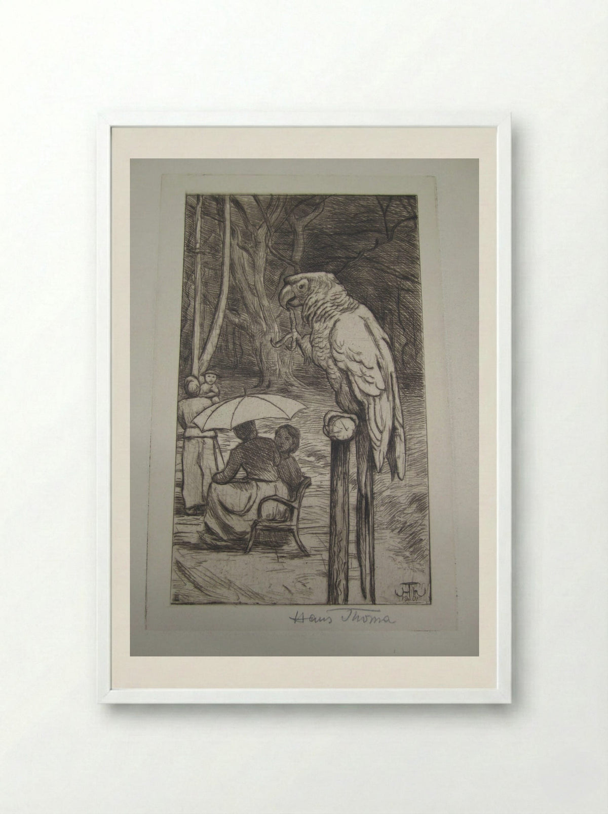 The Parrot - Hans Thoma - Framed Print White