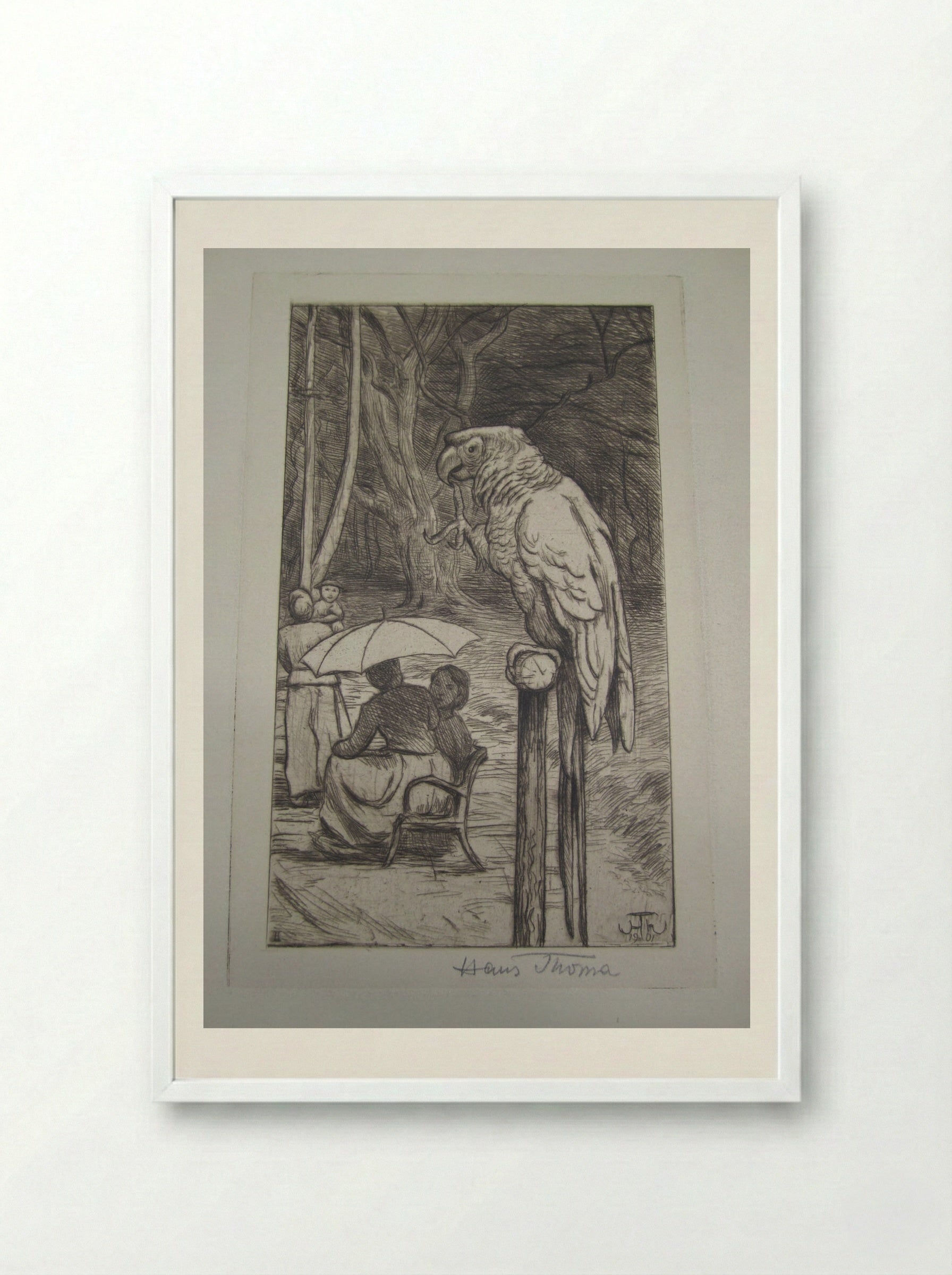 The Parrot - Hans Thoma - Framed Print White