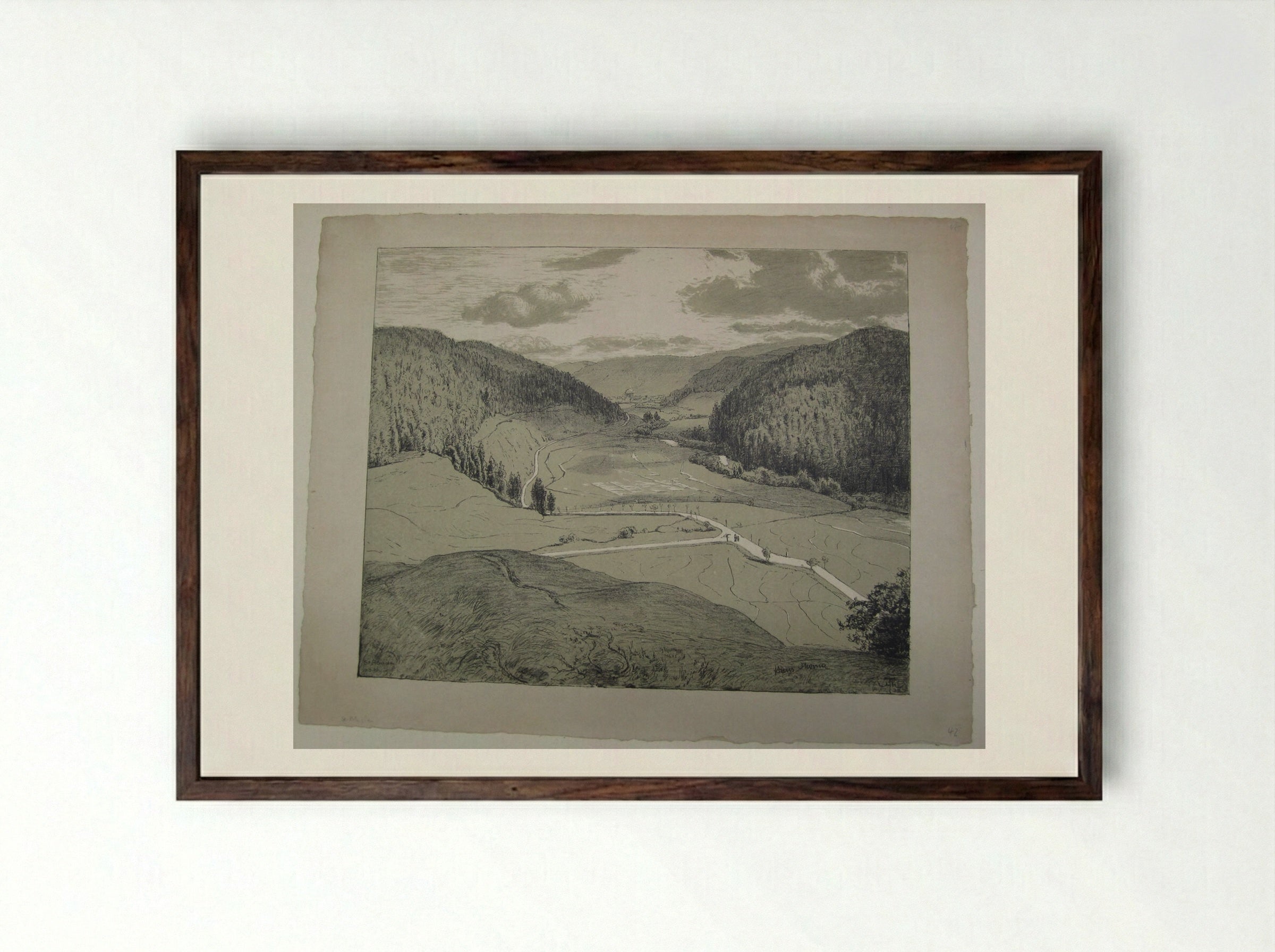 View of St. Blaise - Hans Thoma - Framed Print Dark Wood