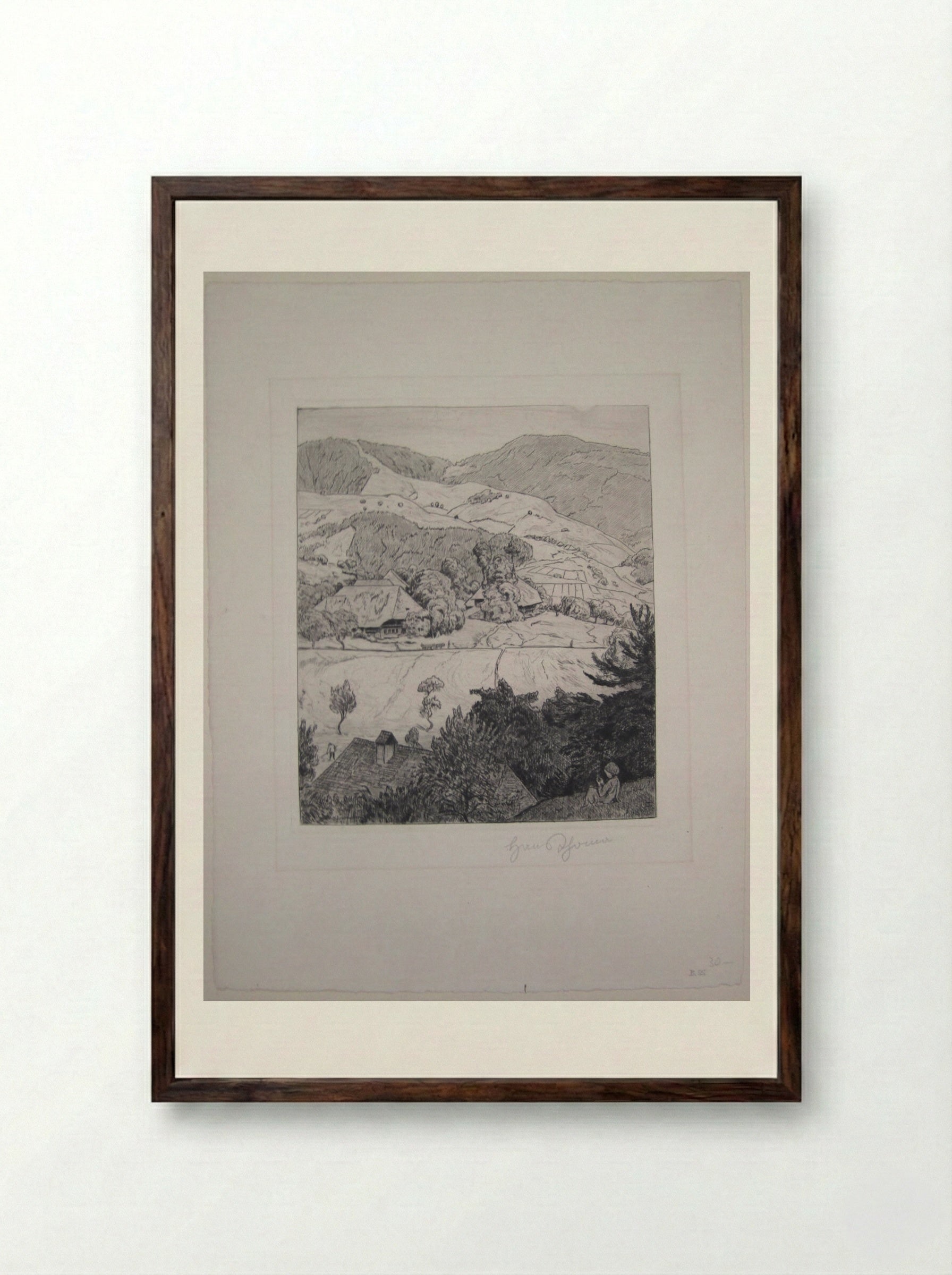 Schönenberg - Hans Thoma - Framed Print Dark Wood