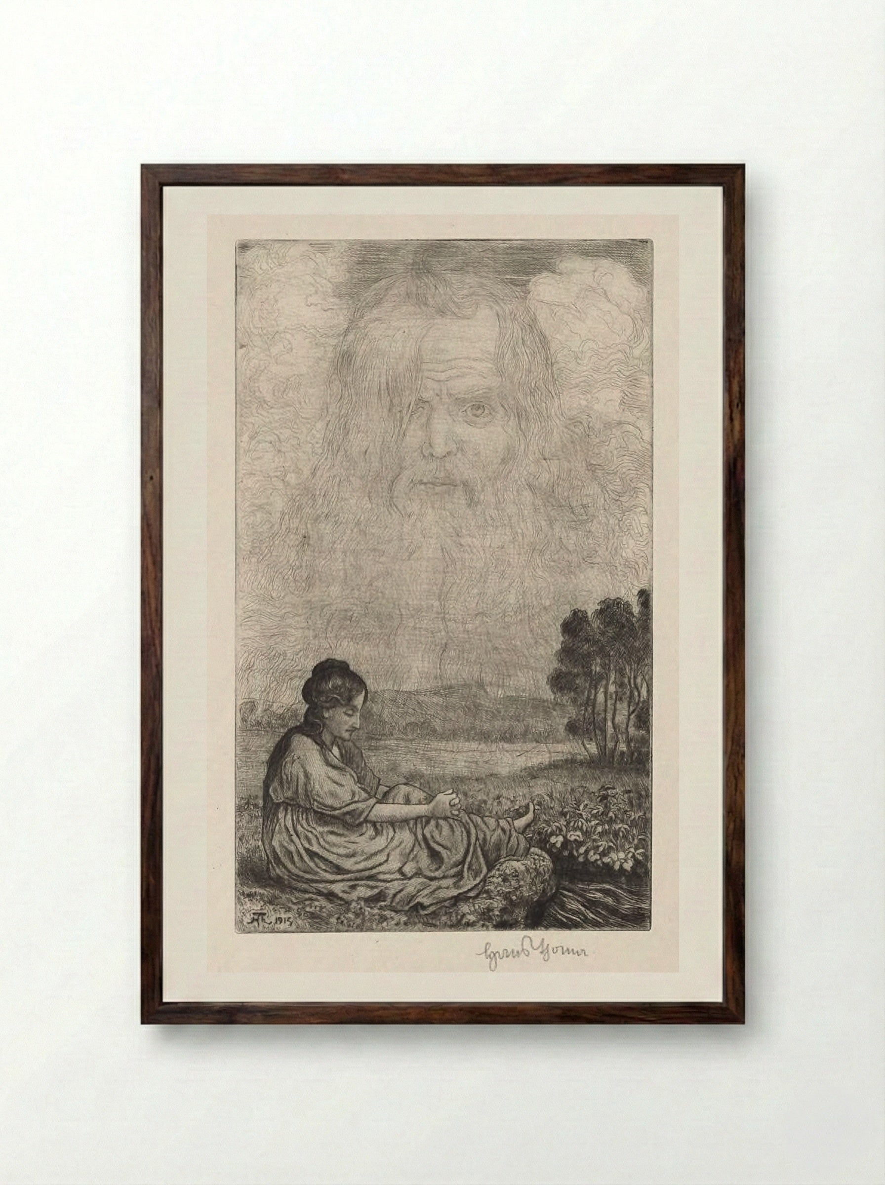 Miracle of the Clouds - Hans Thoma - Framed Print Dark Wood