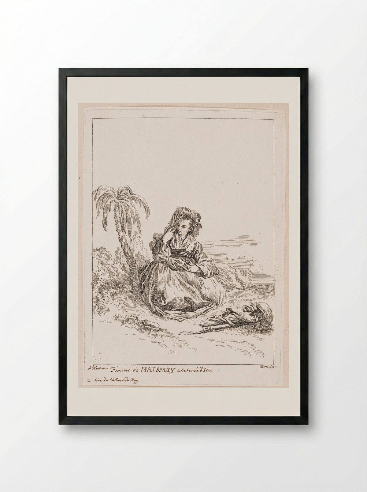 Woman from Matsmey in the Land of D'ieço - François Boucher - Framed Print Black