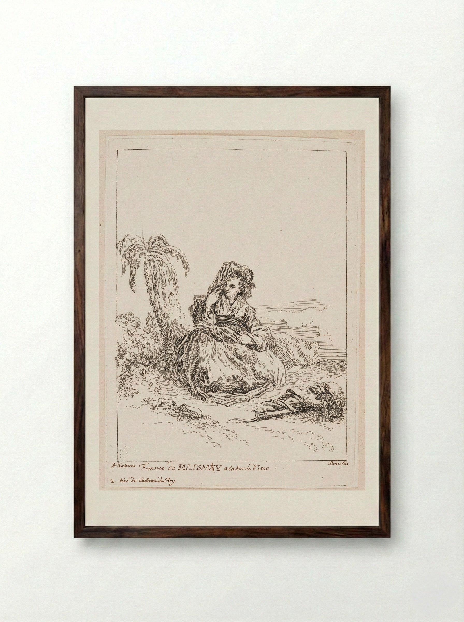 Woman from Matsmey in the Land of D'ieço - François Boucher - Framed Print Dark Wood