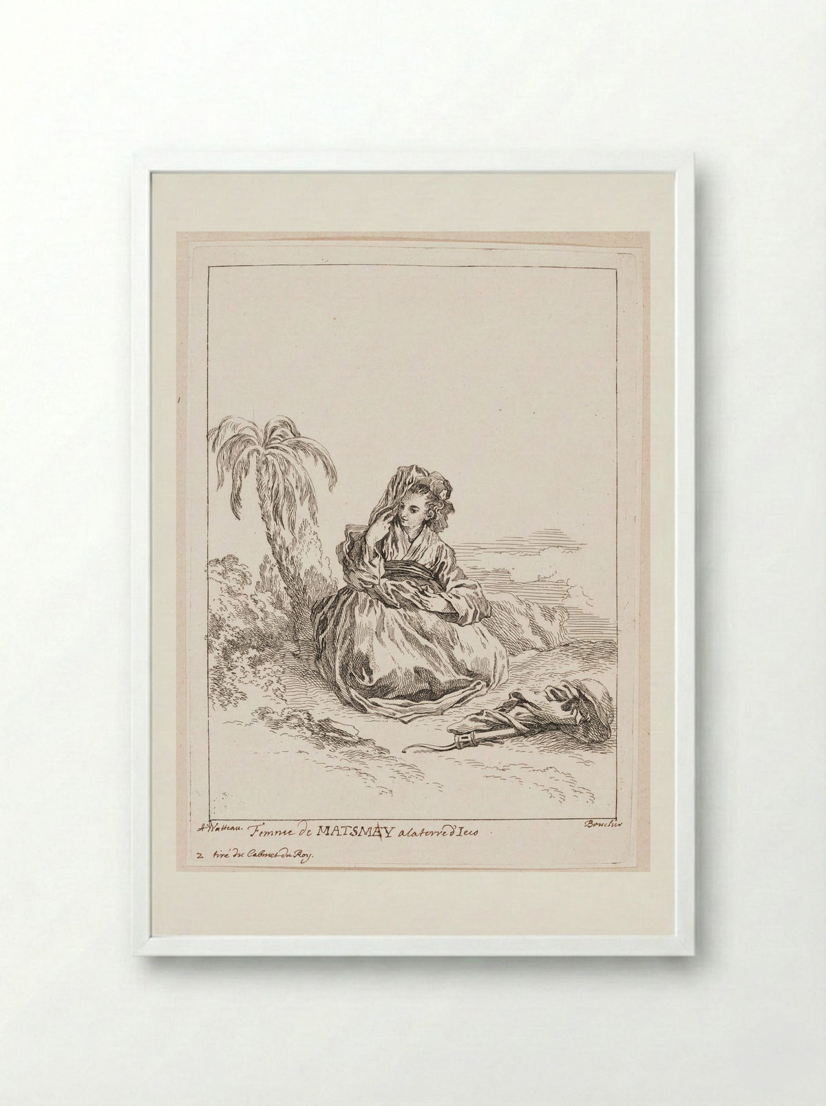 Woman from Matsmey in the Land of D'ieço - François Boucher - Framed Print White