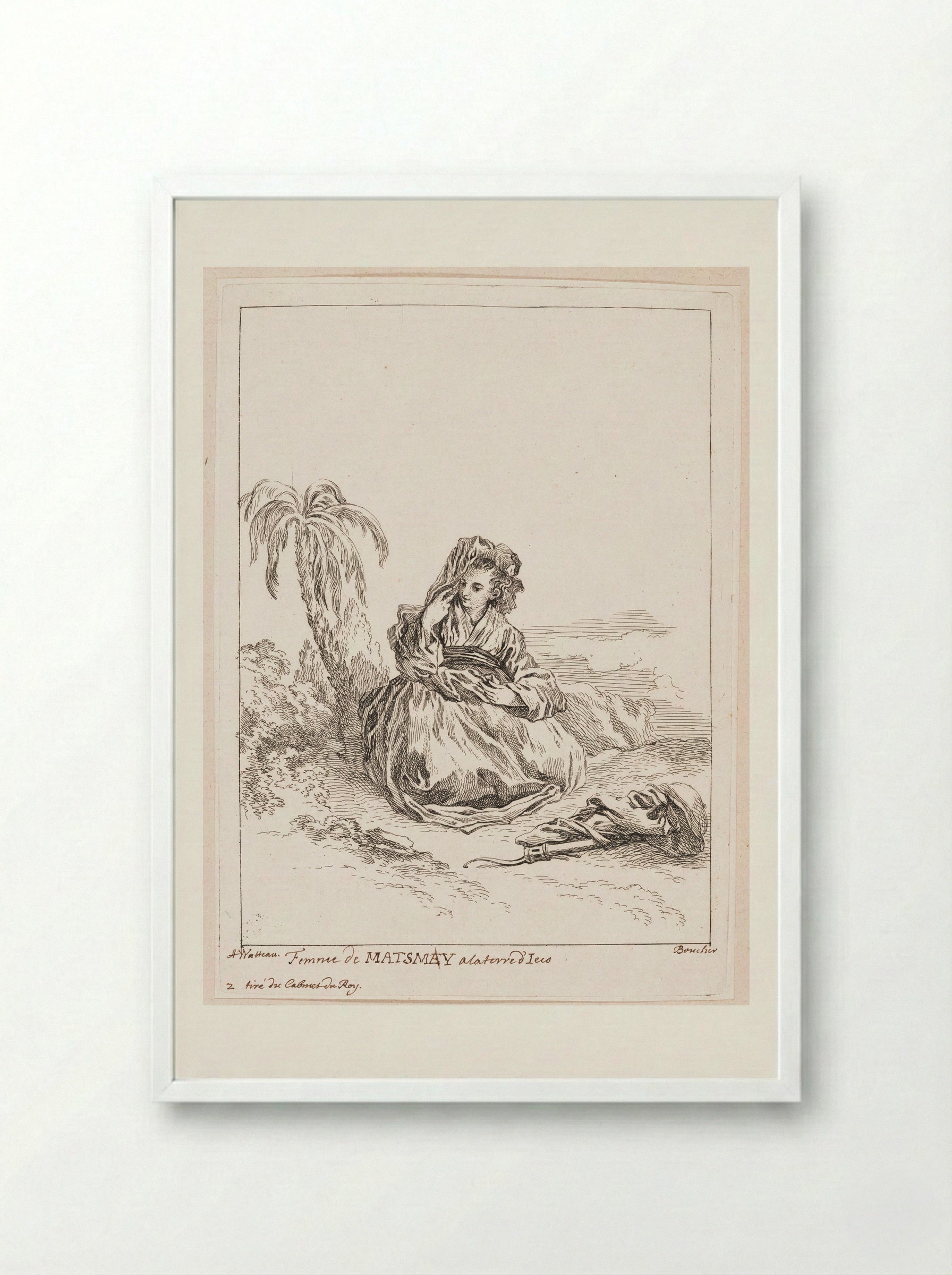 Woman from Matsmey in the Land of D'ieço - François Boucher - Framed Print White