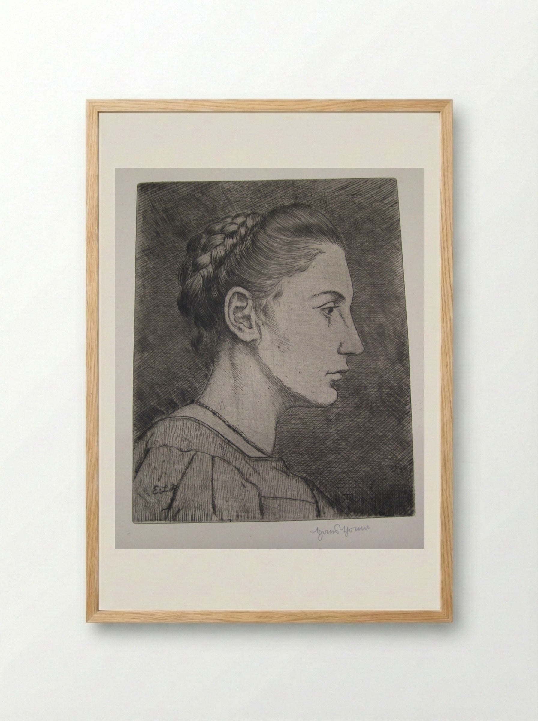 Head of a Girl I (Elisabeth La Roche) - Hans Thoma - Framed Print Wood