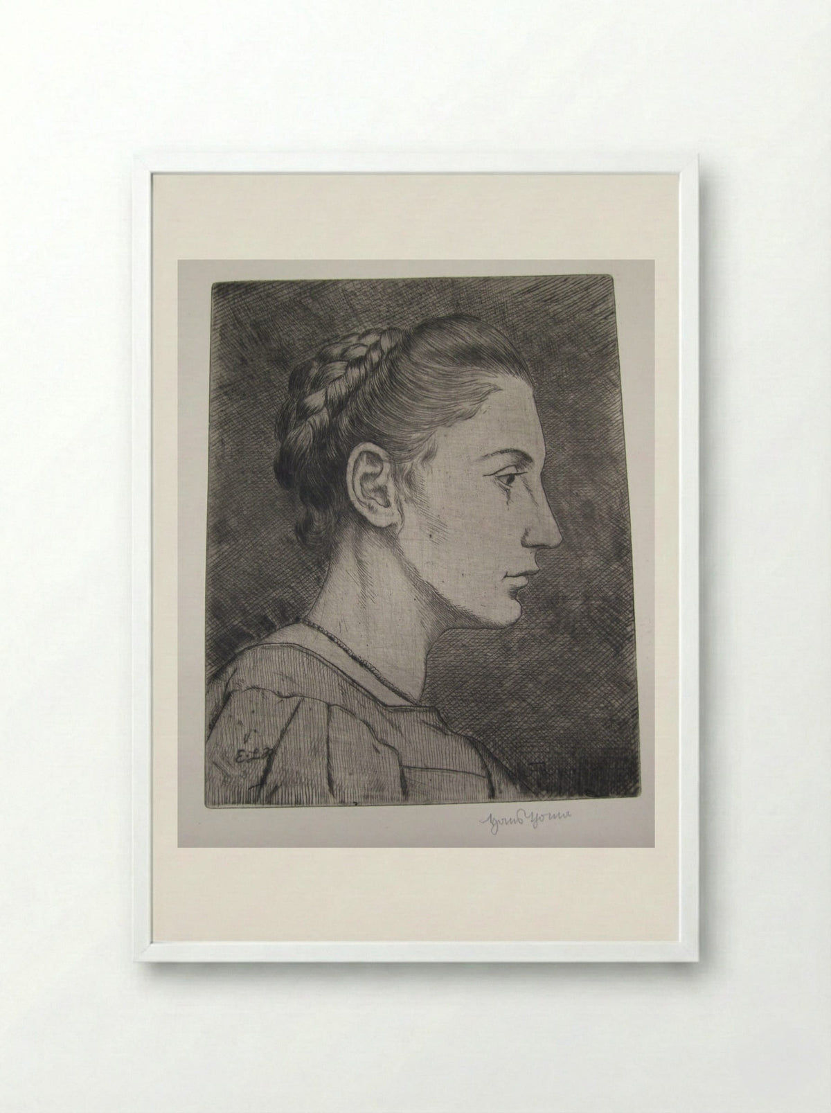 Head of a Girl I (Elisabeth La Roche) - Hans Thoma - Framed Print White