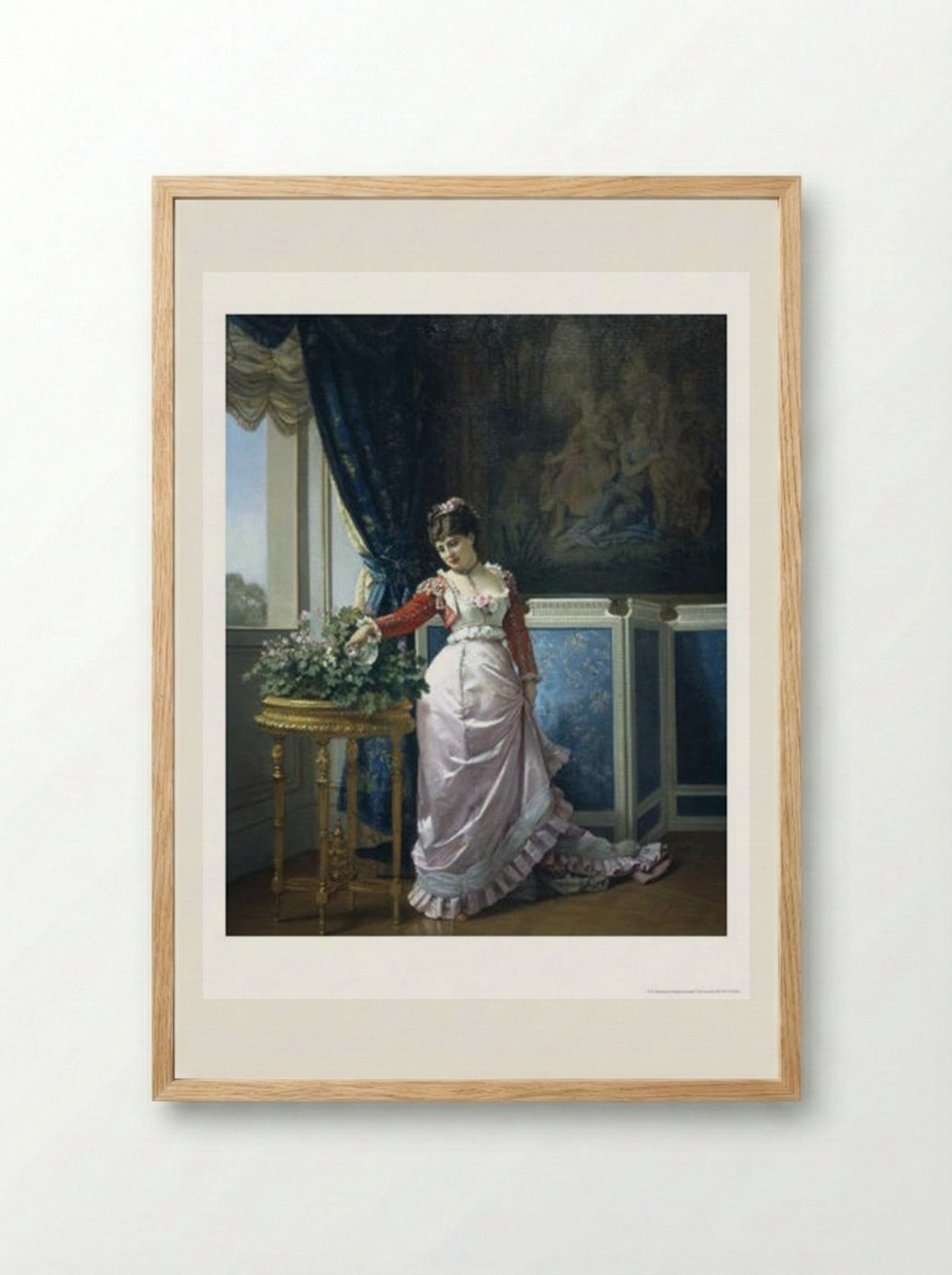 Watering the Flowers - Auguste Toulmouche - Framed Print Wood