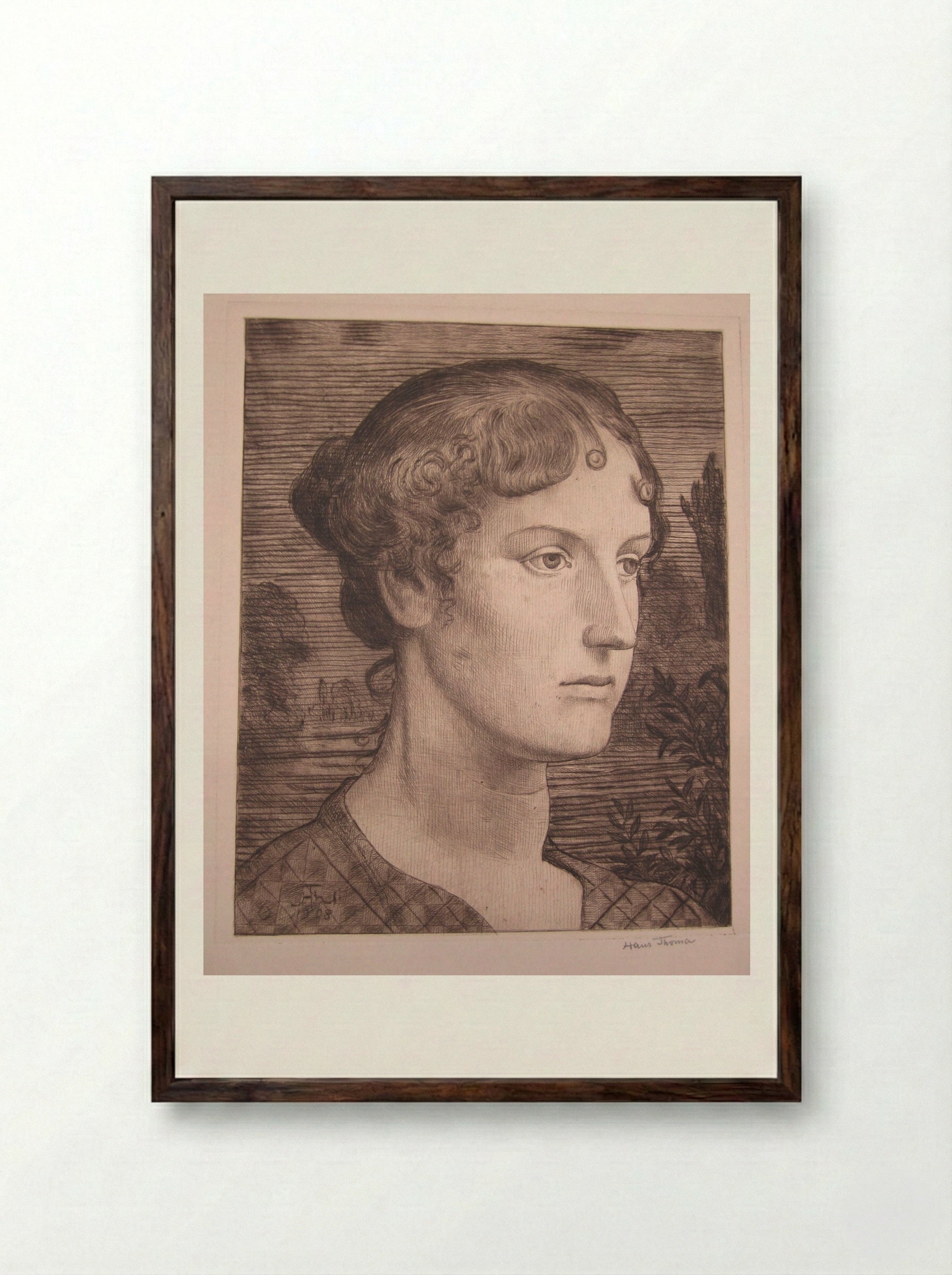 Portrait of a Woman II - Hans Thoma - Framed Print Dark Wood
