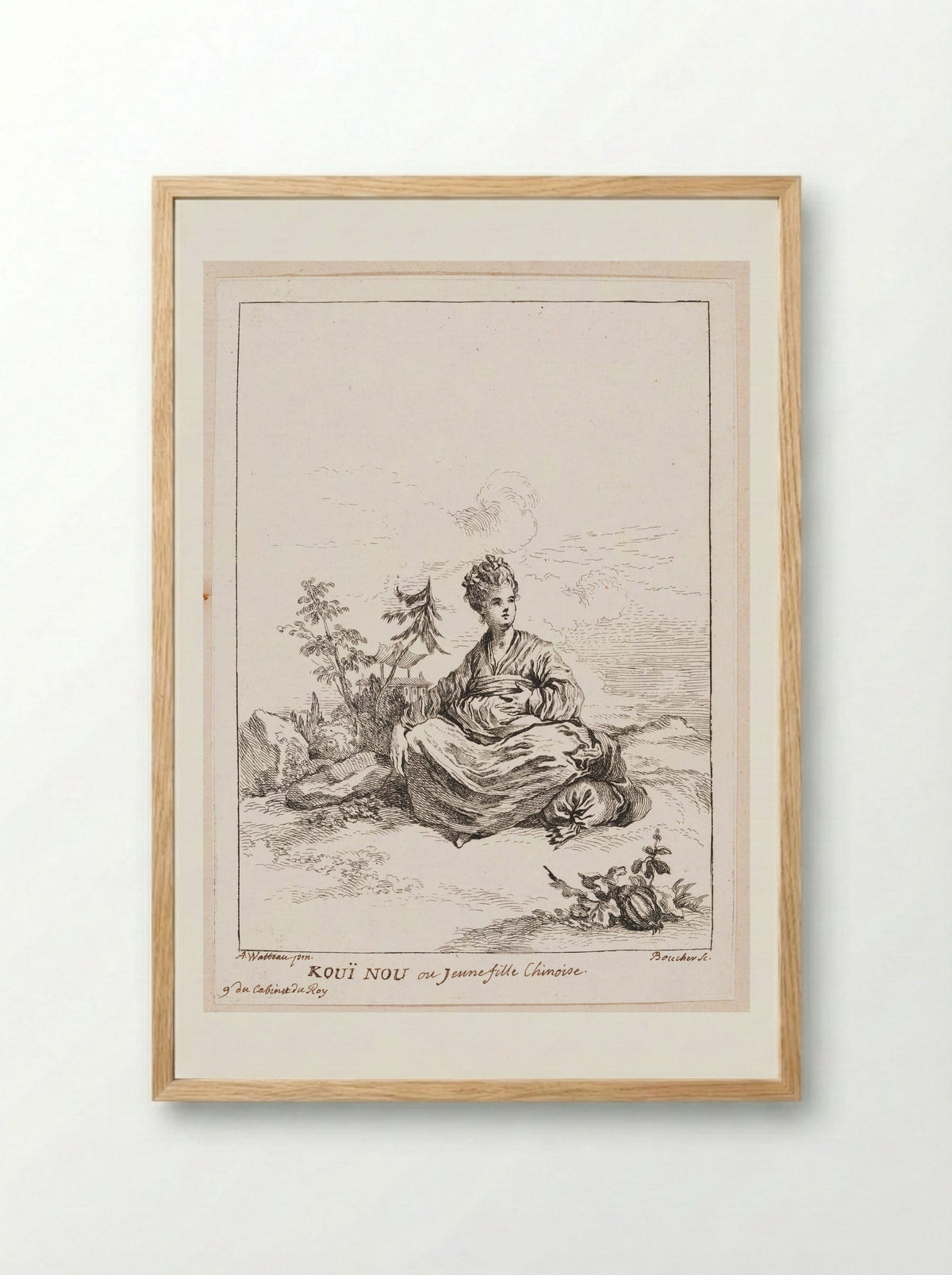 Kouï Nou or Young Chinese Girl - François Boucher - Framed Print Wood