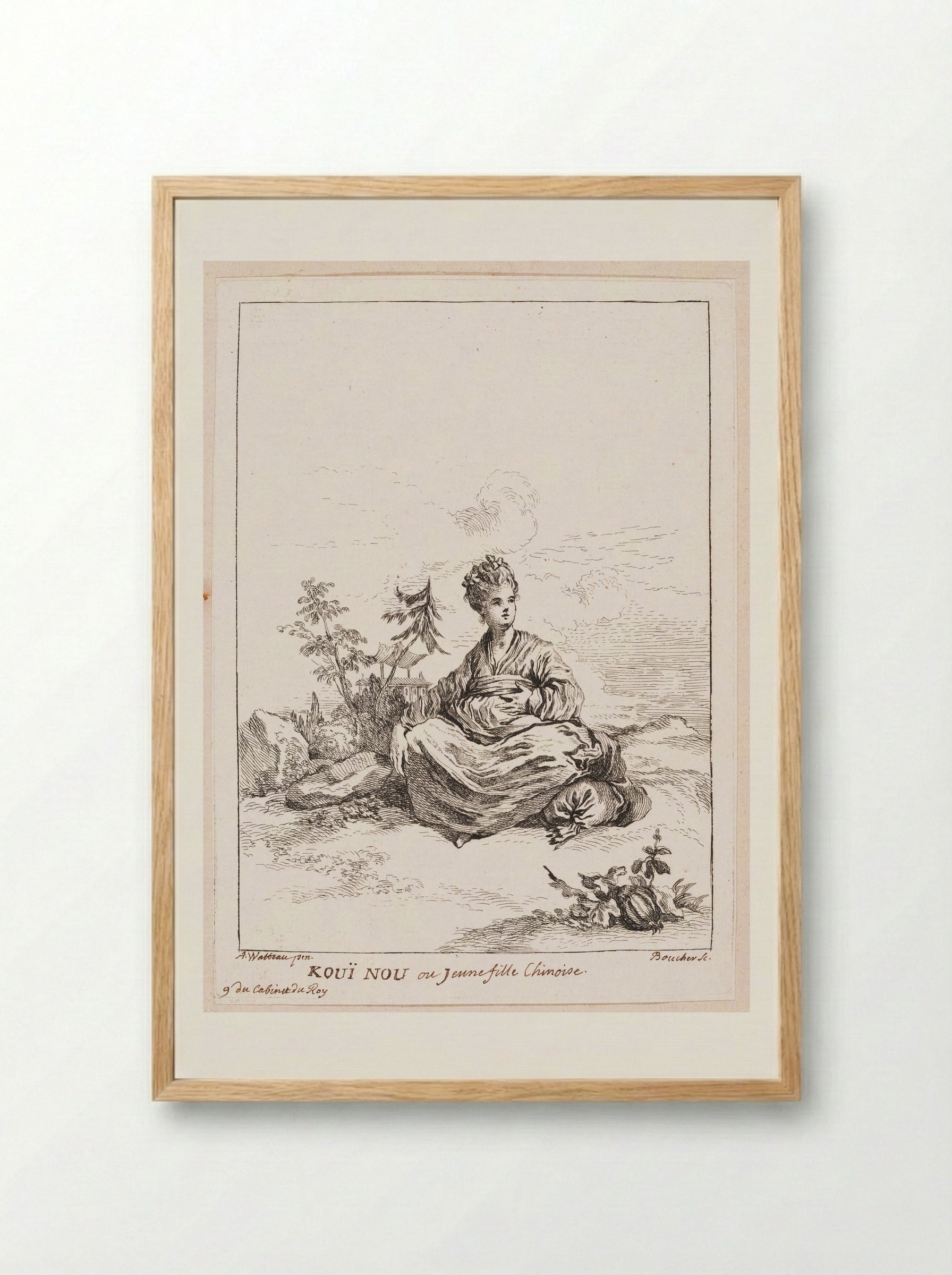 Kouï Nou or Young Chinese Girl - François Boucher - Framed Print Wood