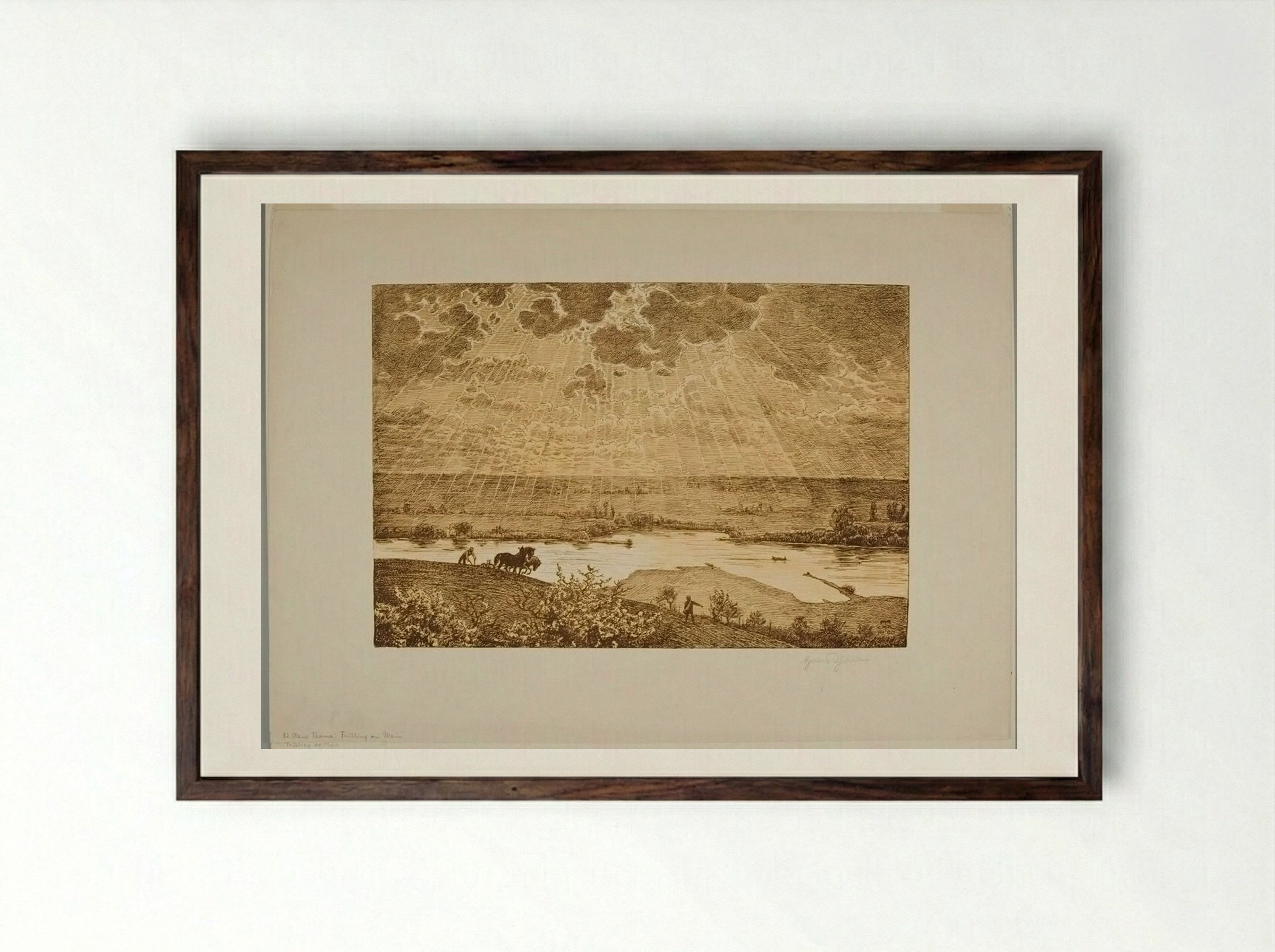 Springtime in the Region of the Main - Hans Thoma - Framed Print Dark Wood