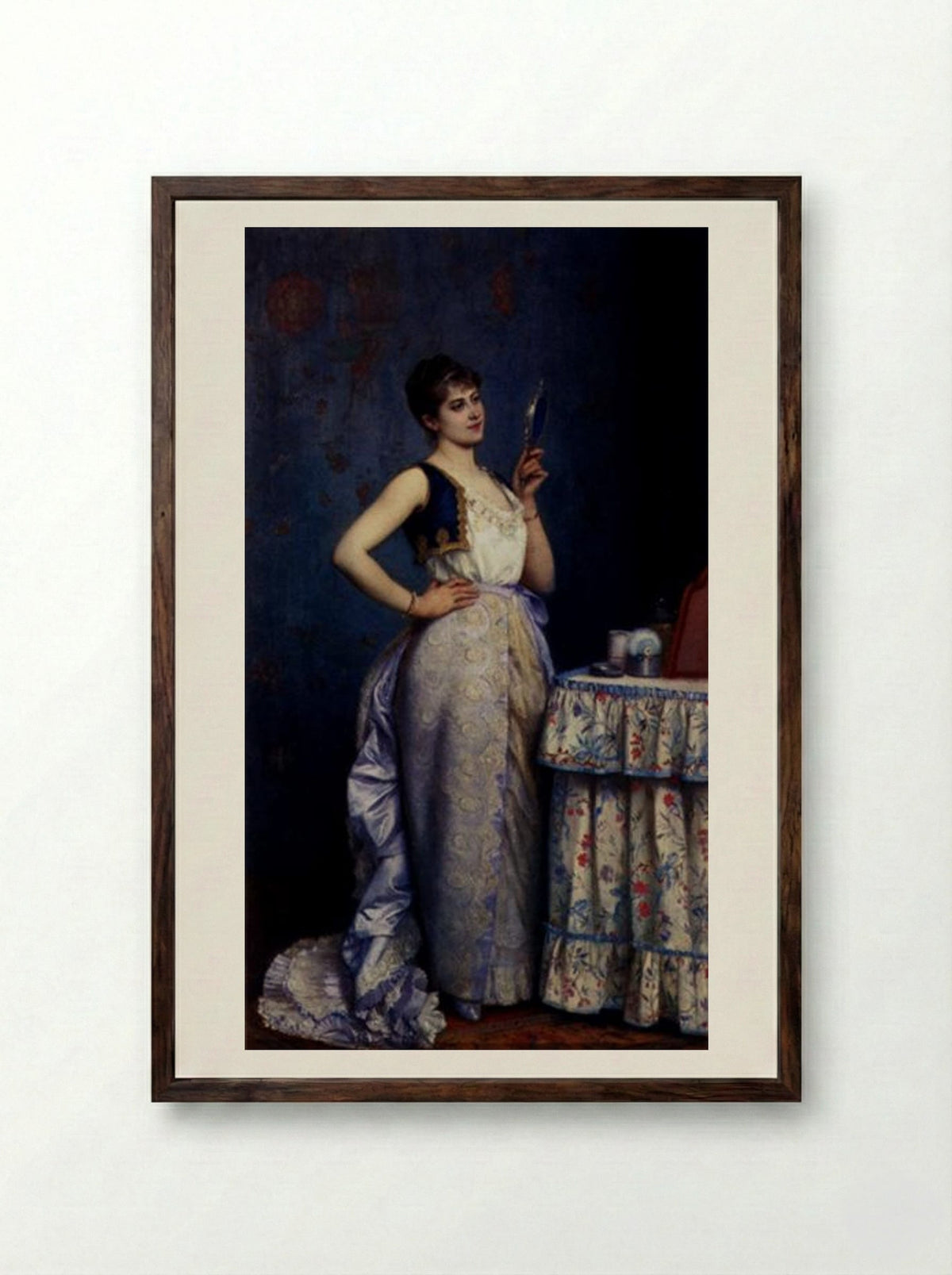 Preparing For The Ball - Auguste Toulmouche - Framed Print Dark Wood