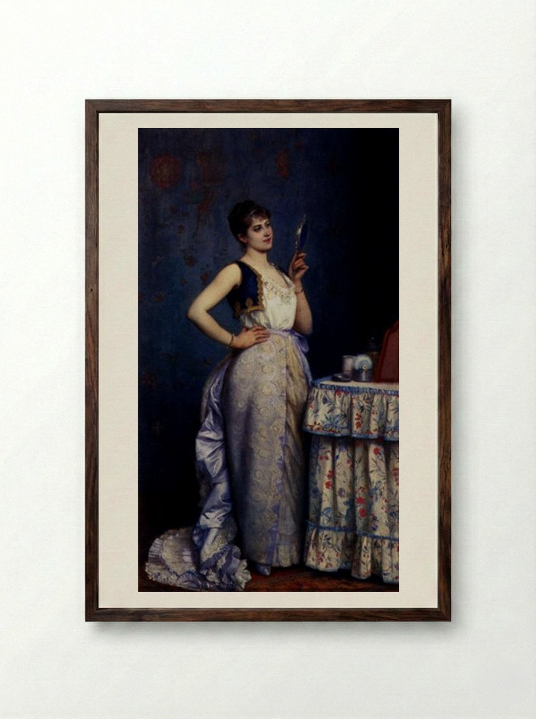 Preparing For The Ball - Auguste Toulmouche - Framed Print Dark Wood