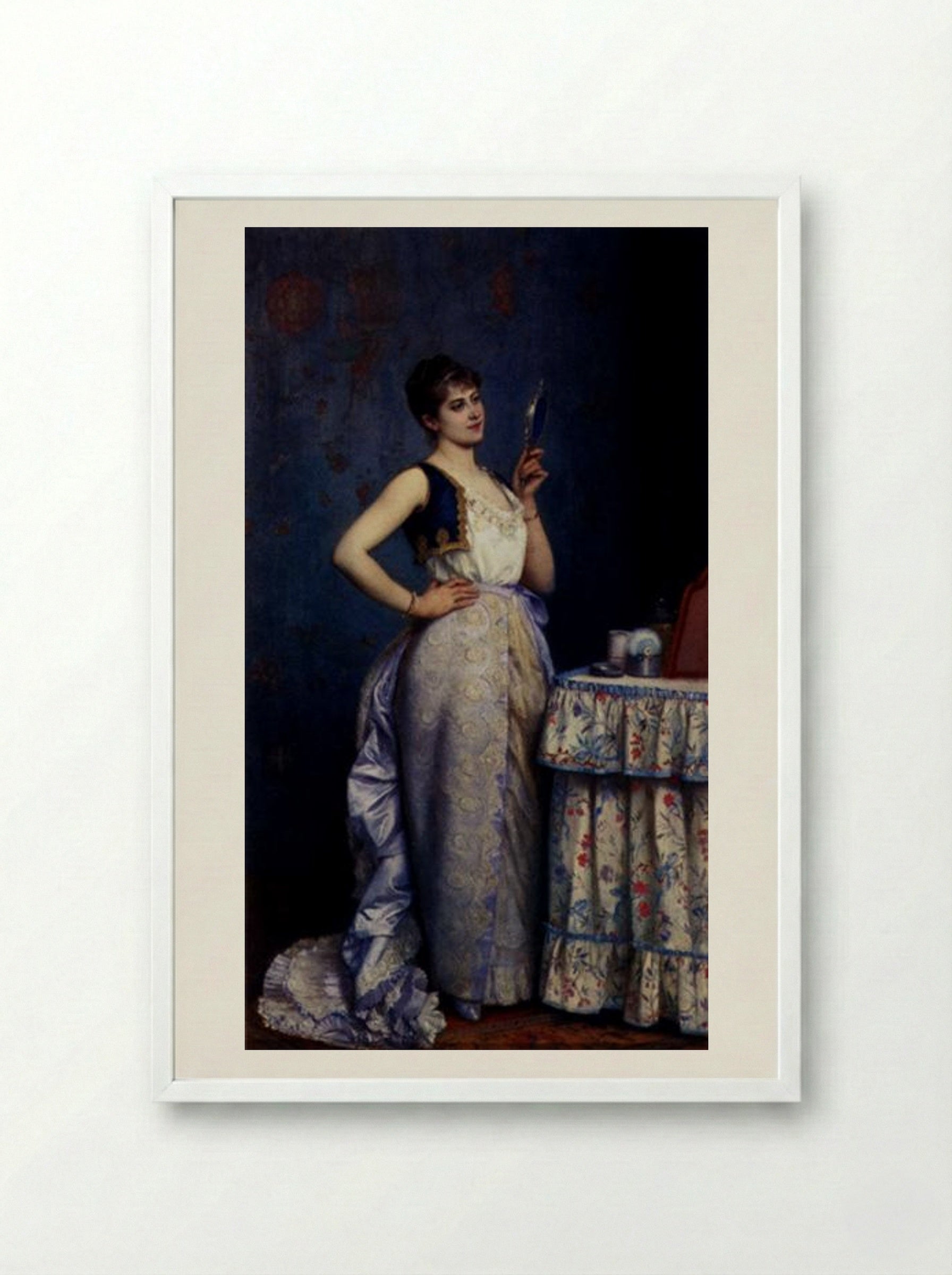 Preparing For The Ball - Auguste Toulmouche - Framed Print White
