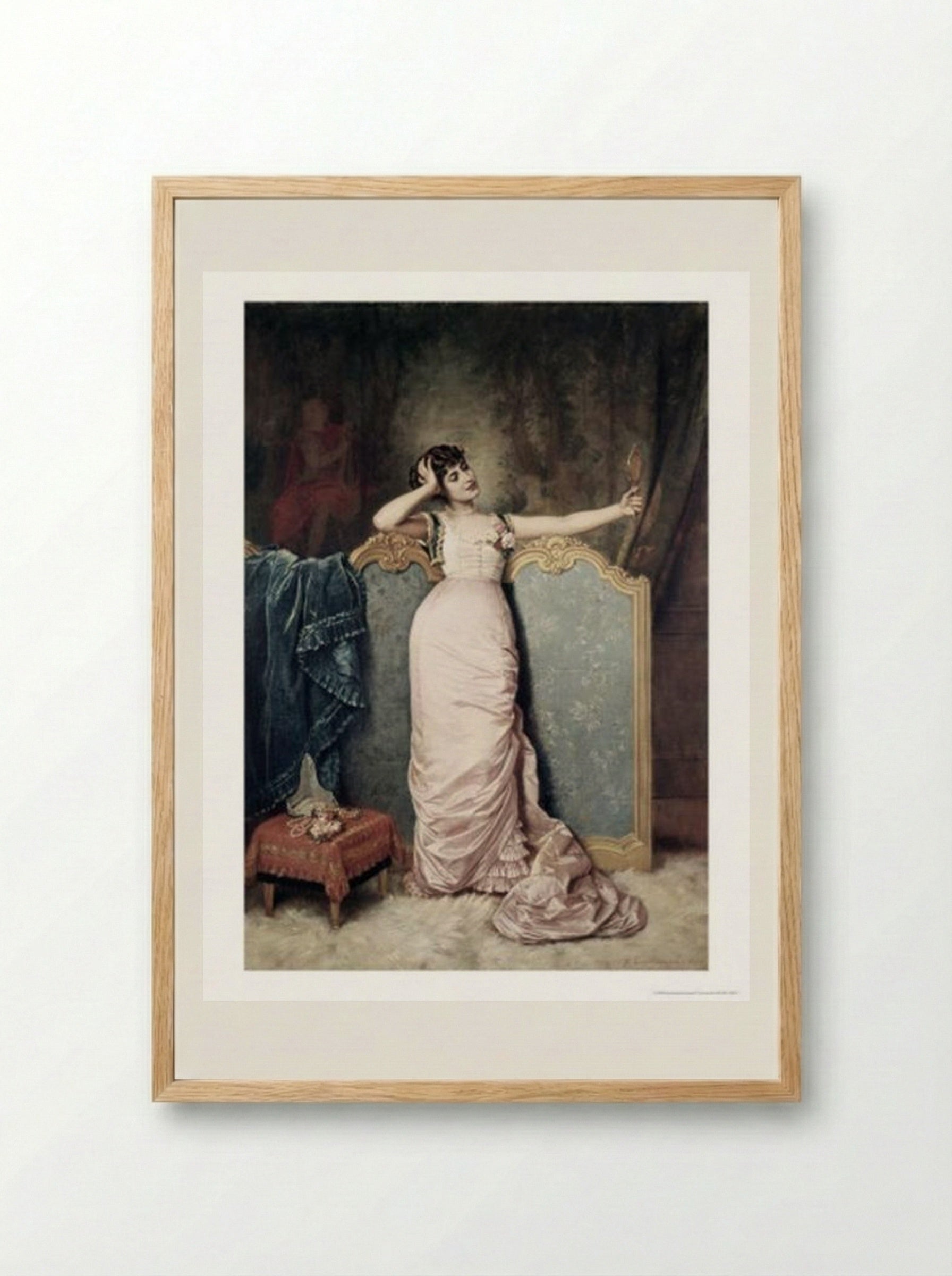 Admiring Herself - Auguste Toulmouche - Framed Print Wood