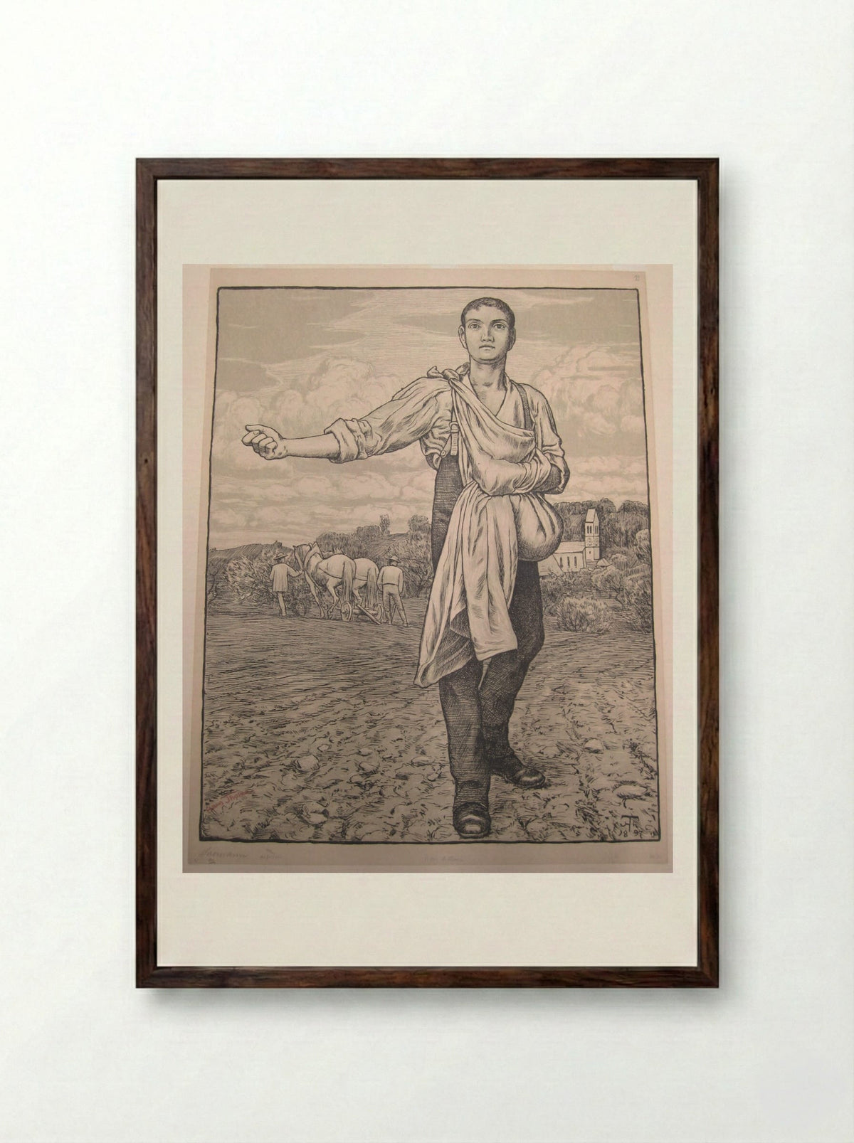 The Sower I - Hans Thoma - Framed Print Dark Wood