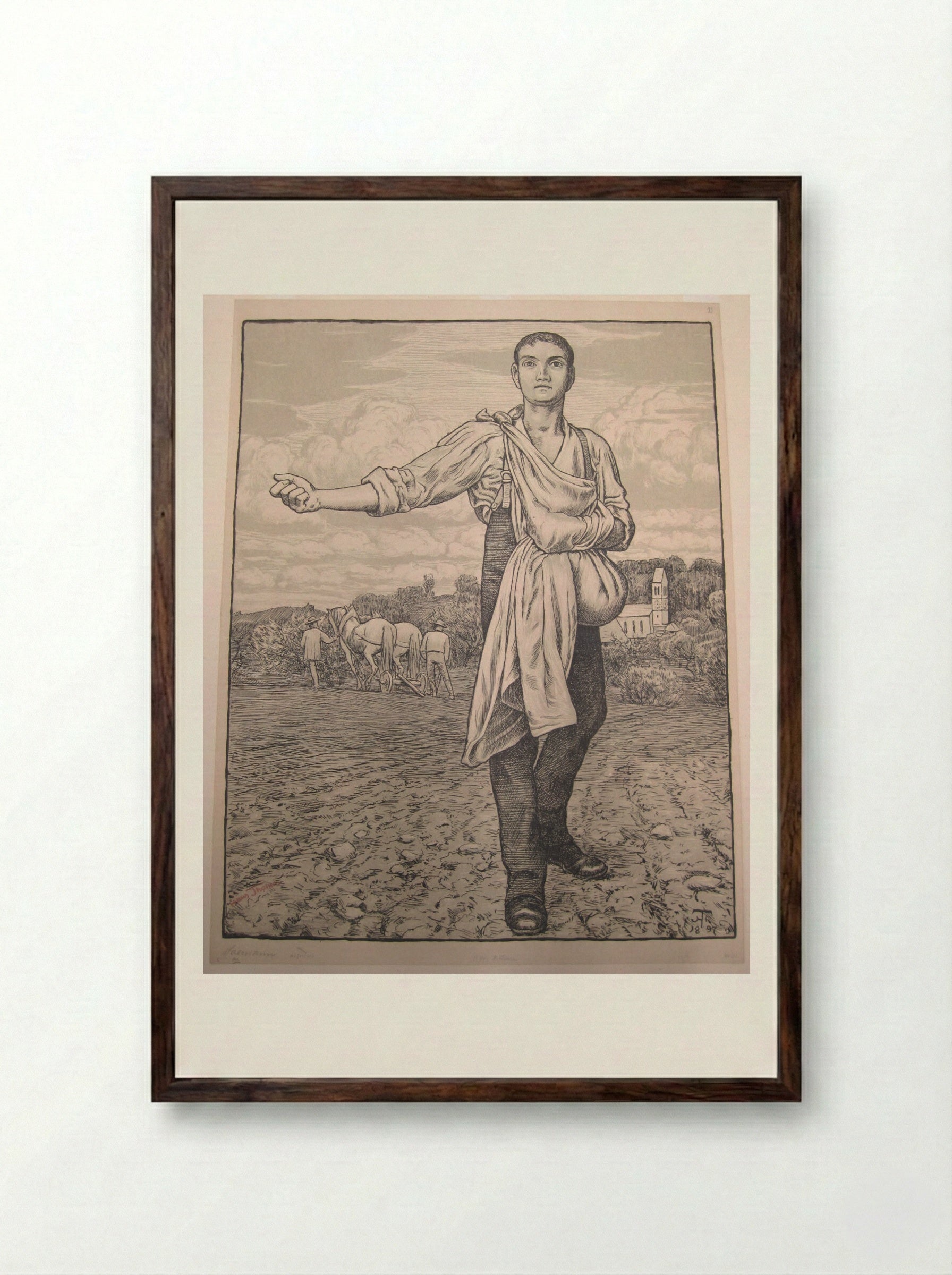 The Sower I - Hans Thoma - Framed Print Dark Wood