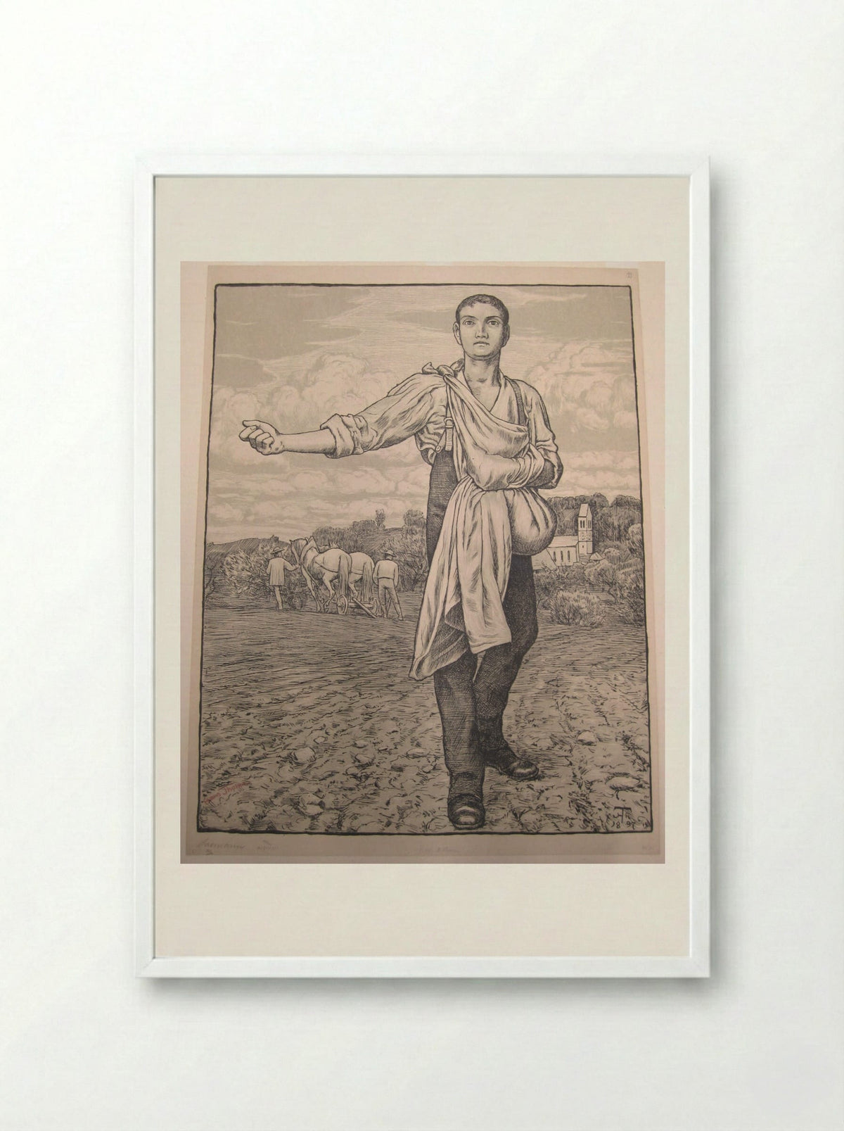 The Sower I - Hans Thoma - Framed Print White