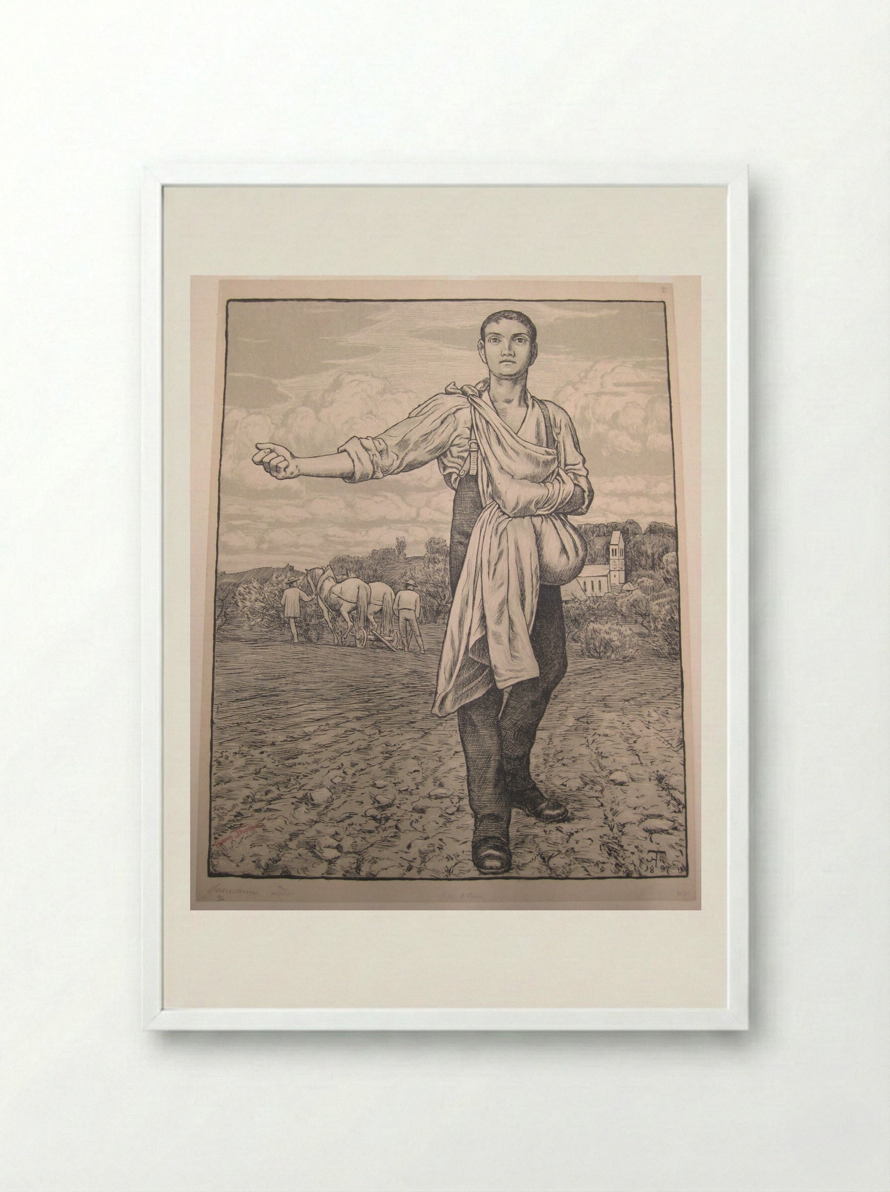 The Sower I - Hans Thoma - Framed Print White