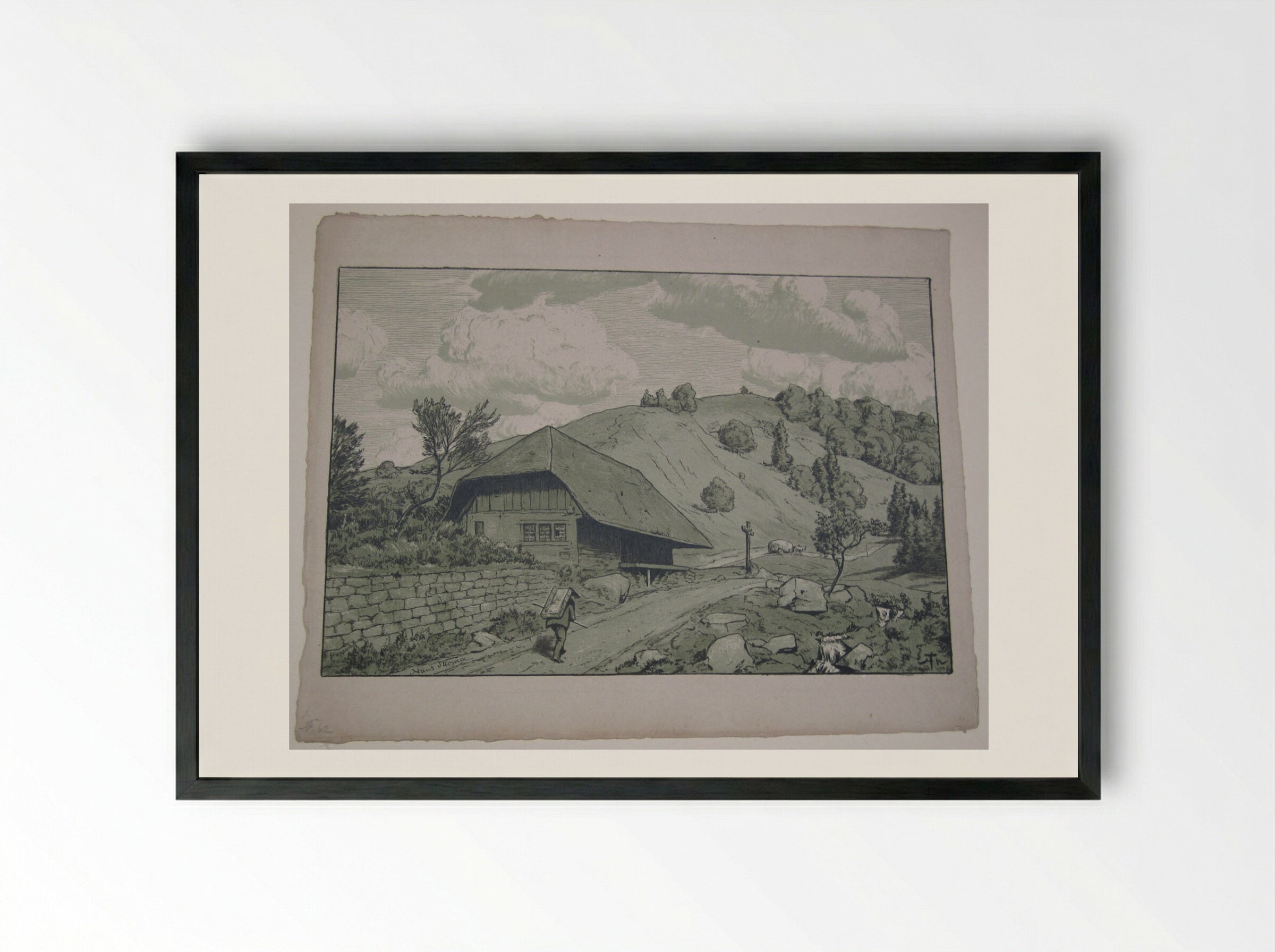 Black Forest House near Happach - Hans Thoma - Framed Print Black