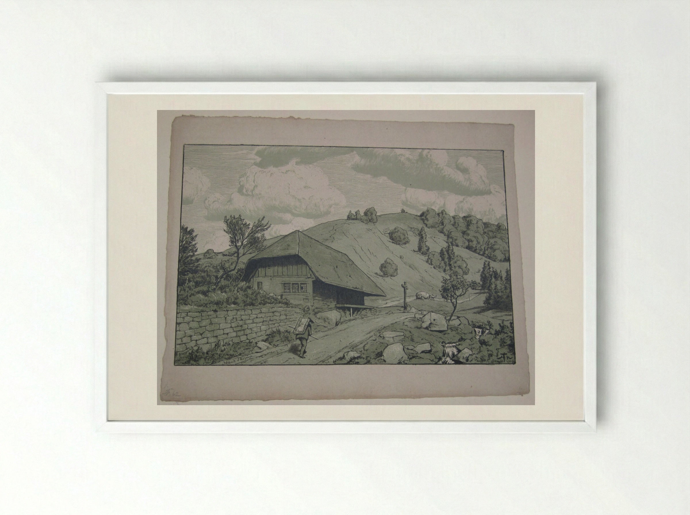 Black Forest House near Happach - Hans Thoma - Framed Print White