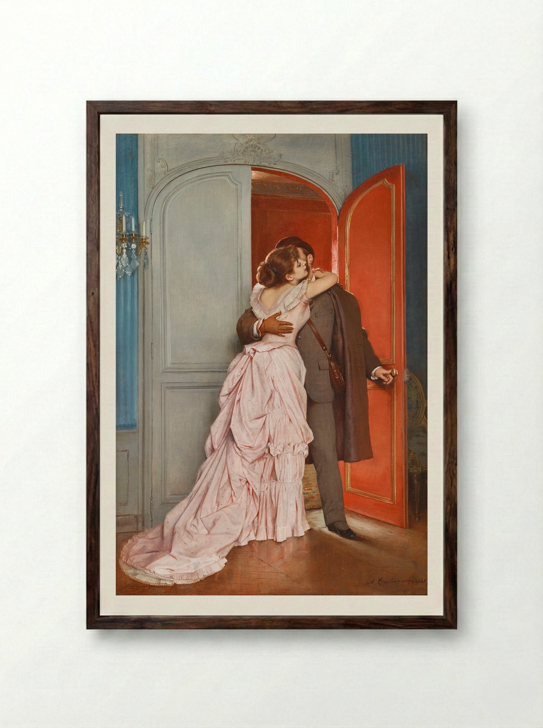 The Kiss - Auguste Toulmouche - Framed Print Dark Wood
