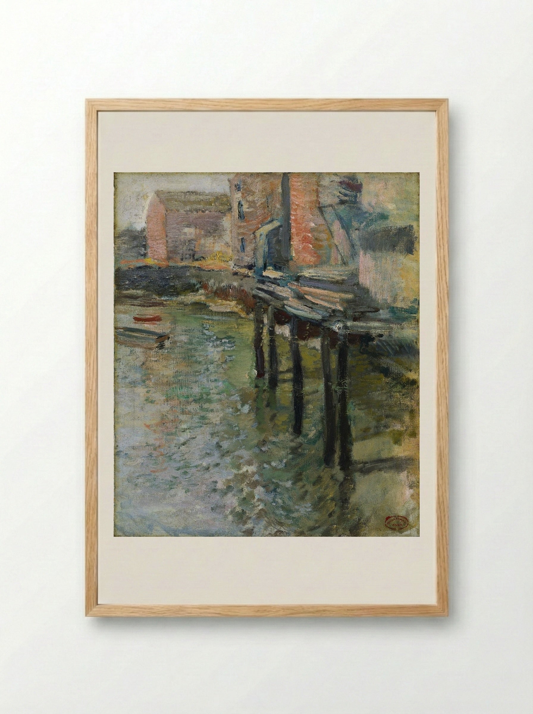 Deserted Wharf (The Old Mill at Cos Cob) - John Henry Twachtman - Framed Print Wood