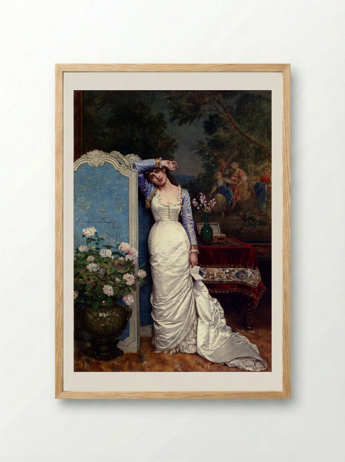 Young Woman In An Interior - Auguste Toulmouche - Framed Print Wood