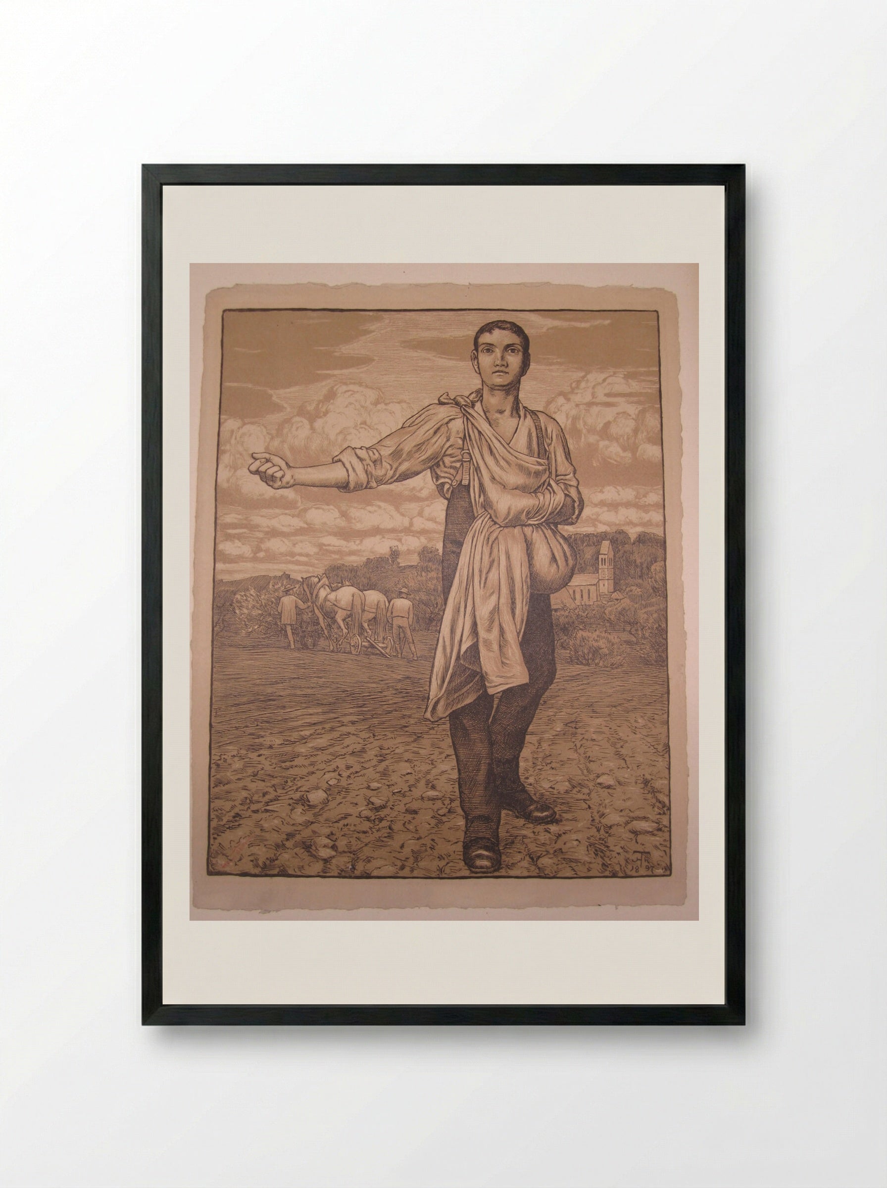 The Sower I - Hans Thoma - Framed Print Black