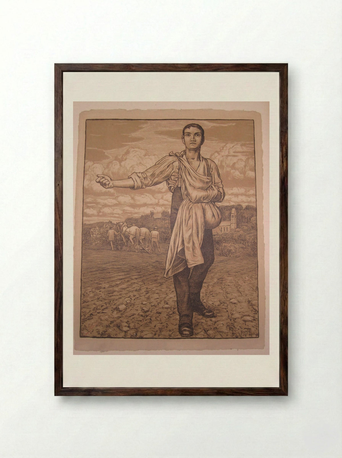 The Sower I - Hans Thoma - Framed Print Dark Wood