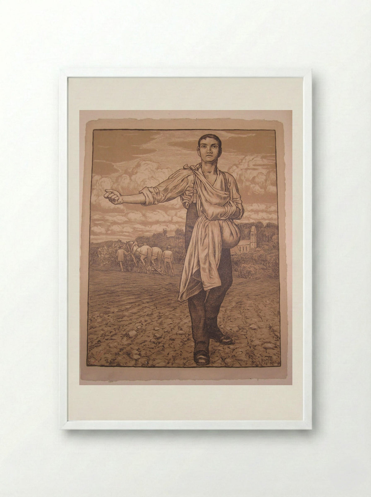The Sower I - Hans Thoma - Framed Print White