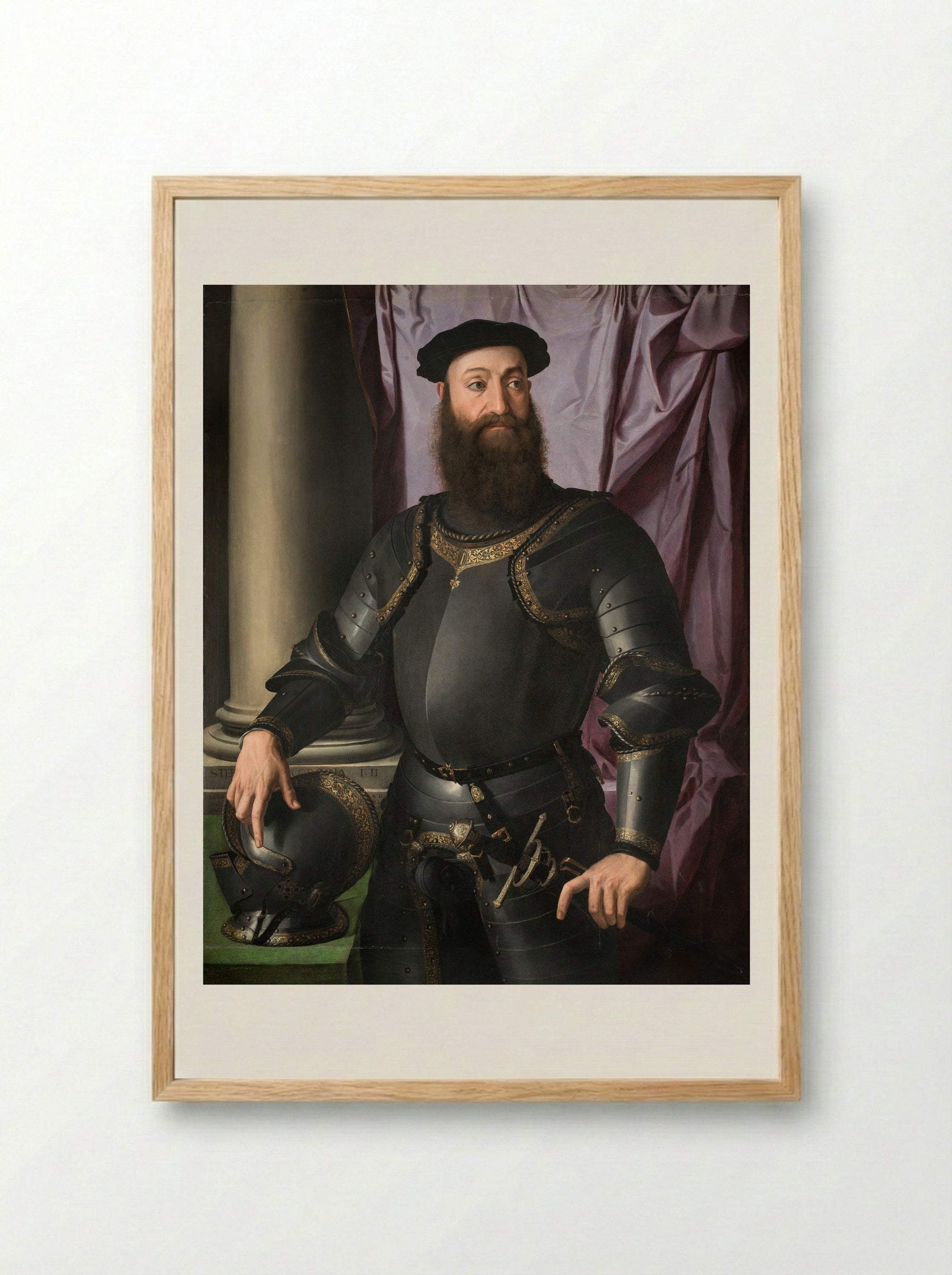 Portrait of Stefano IV Colonna - Agnolo Bronzino - Framed Print Wood