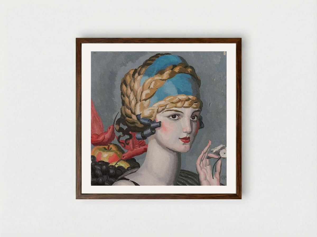 Pomone (Mlle Marguerite Grain) - Jean Dupas - Framed Print Dark Wood