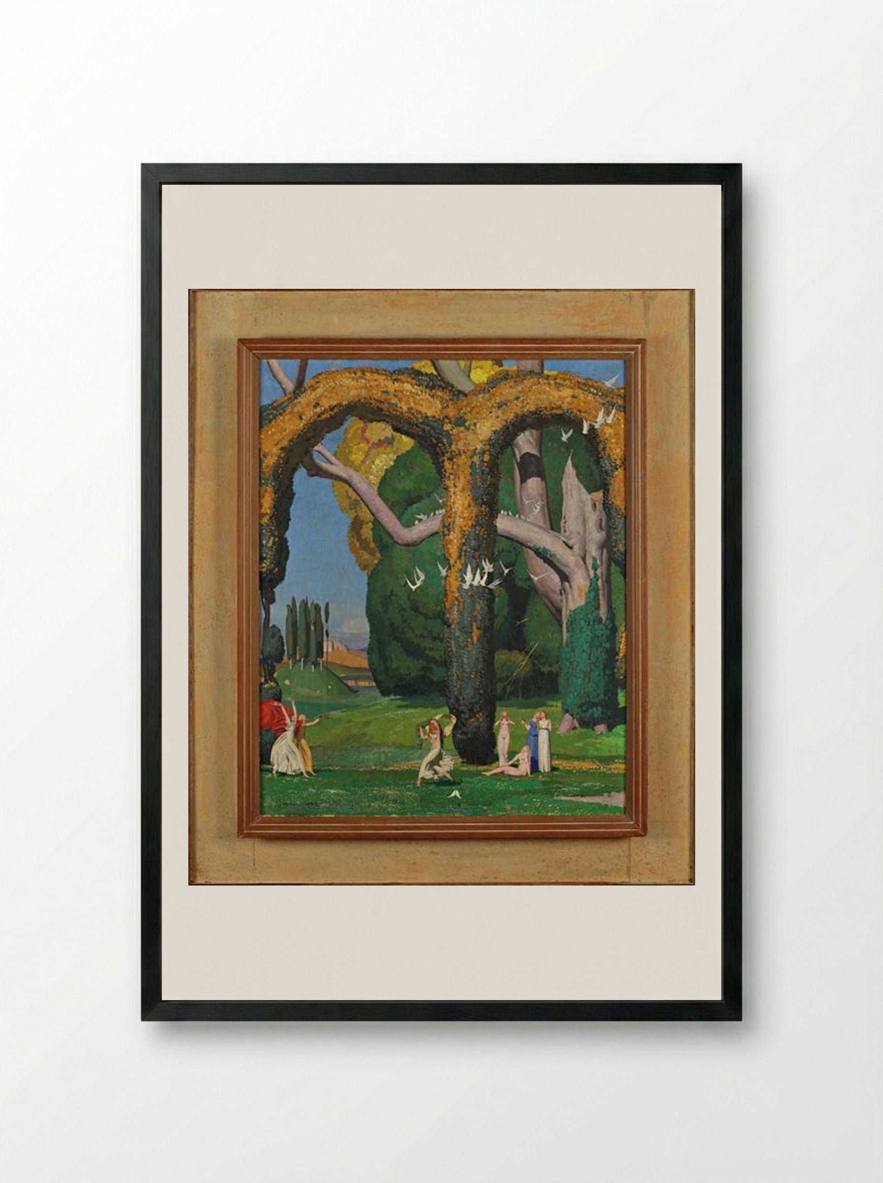 La danseuse et les deux pigeons - Jean Dupas - Framed Print Black
