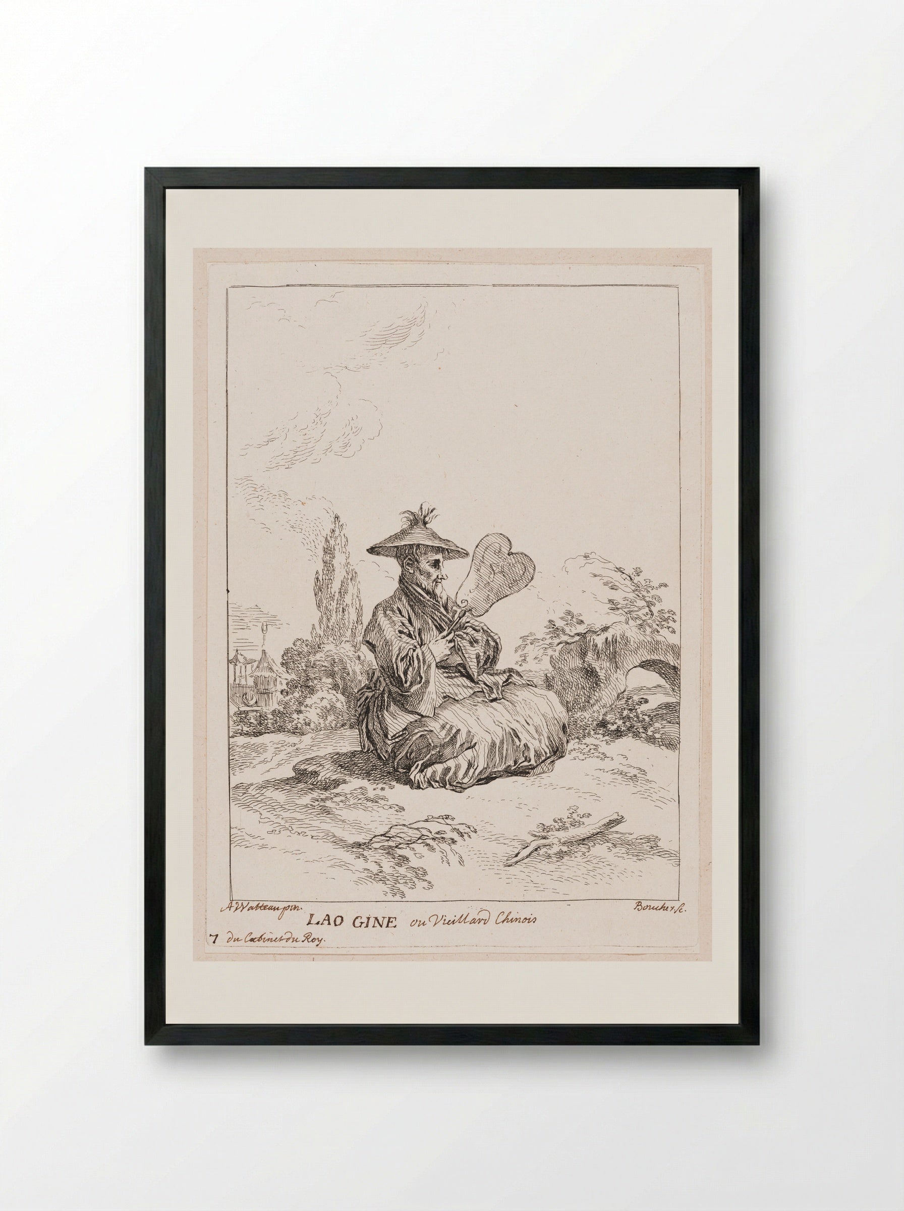 Lao Gine ou Vieillard Chinois - François Boucher - Framed Print Black