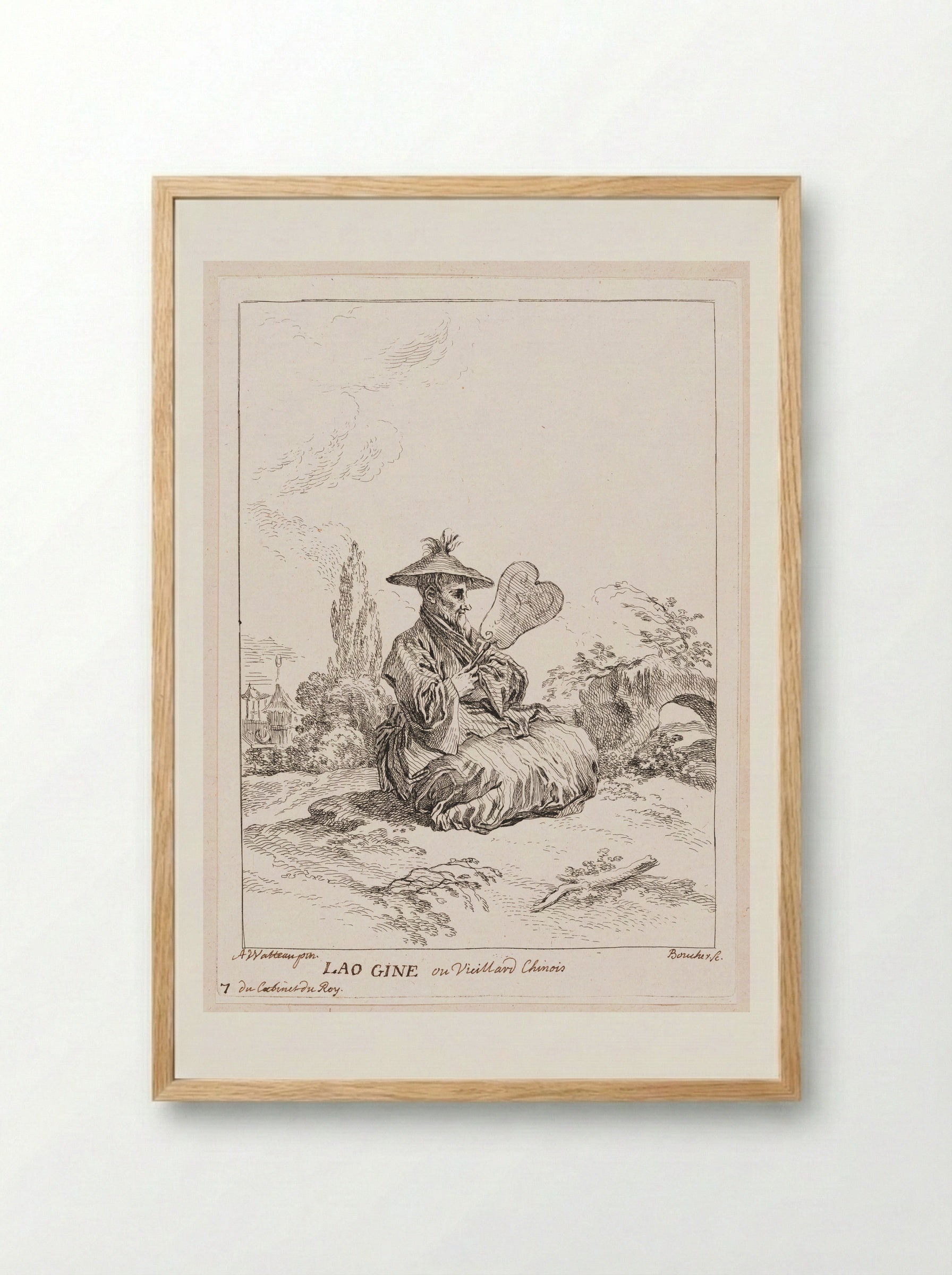 Lao Gine ou Vieillard Chinois - François Boucher - Framed Print Wood