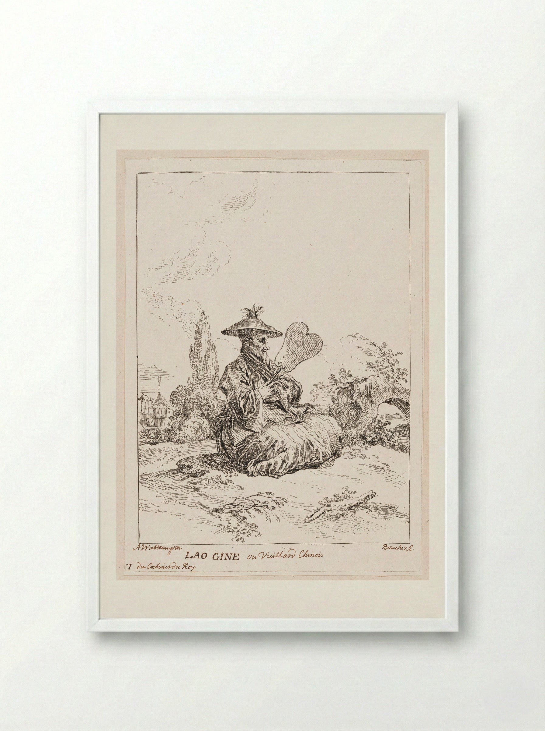 Lao Gine ou Vieillard Chinois - François Boucher - Framed Print White