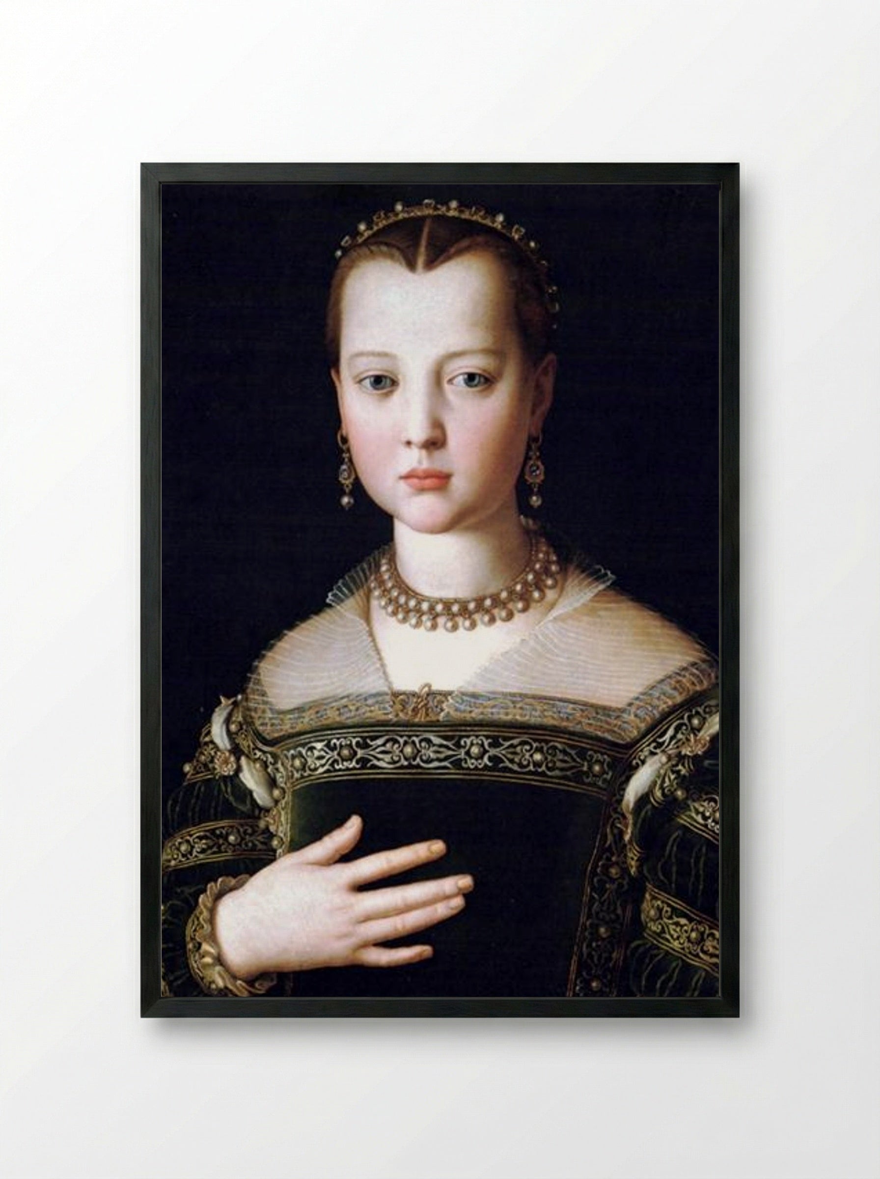 Portrait of Maria de' Medici - Agnolo Bronzino - Framed Print Black