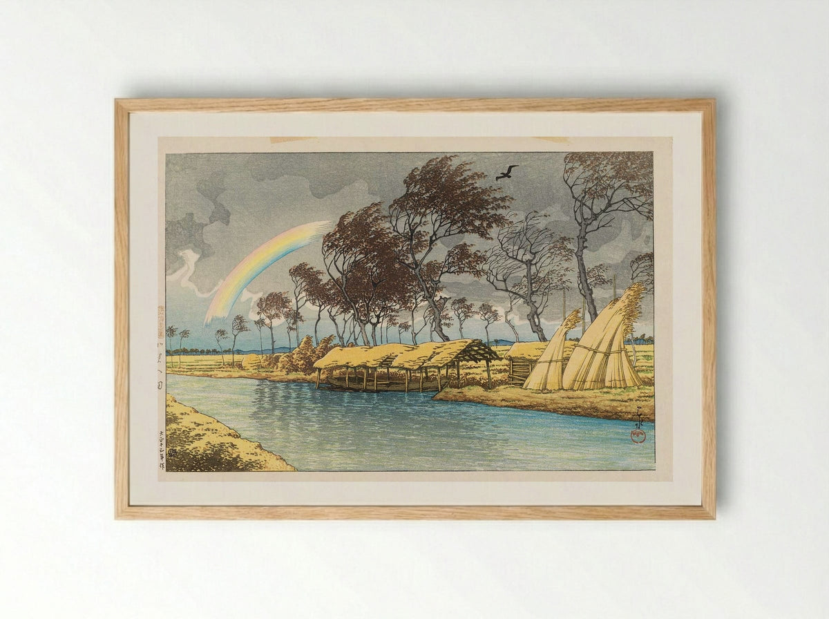 Autumn Rainbow at Hatta, Kaga - Hasui Kawase - Framed Print Wood